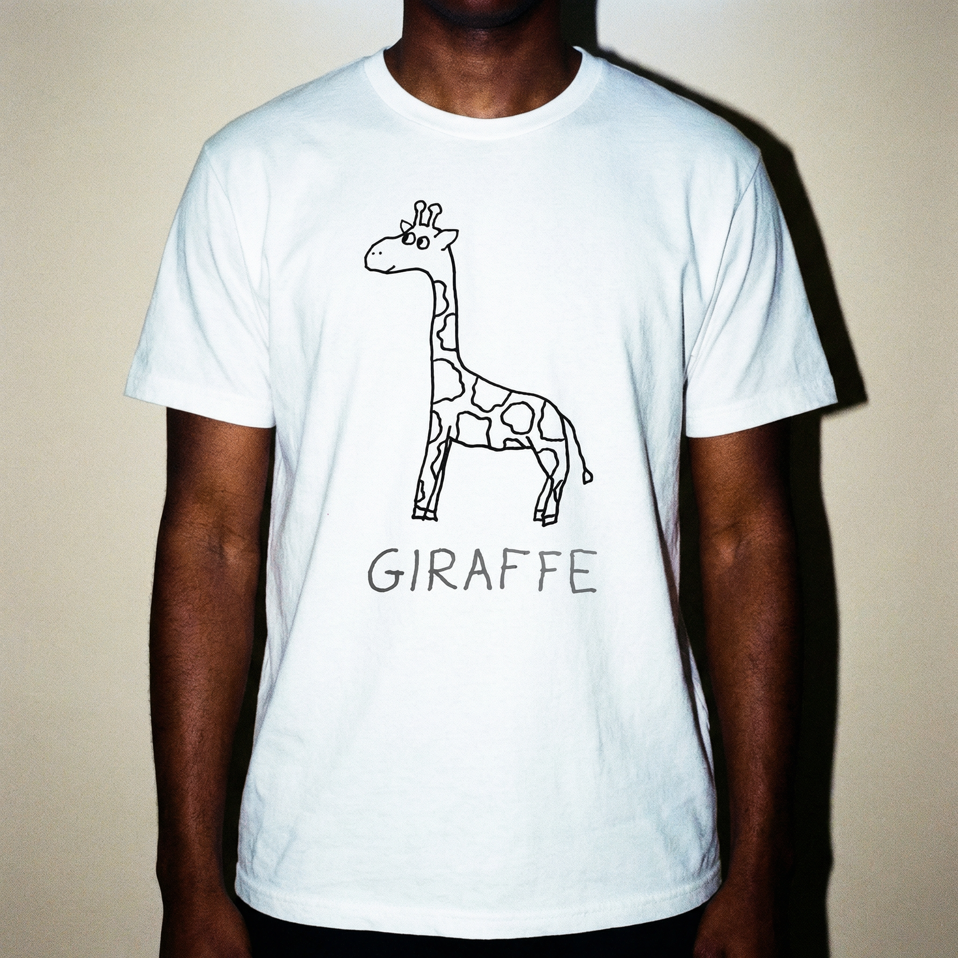 Giraffe classic tee – minimalist studio shot – LoFi Animal Shirts