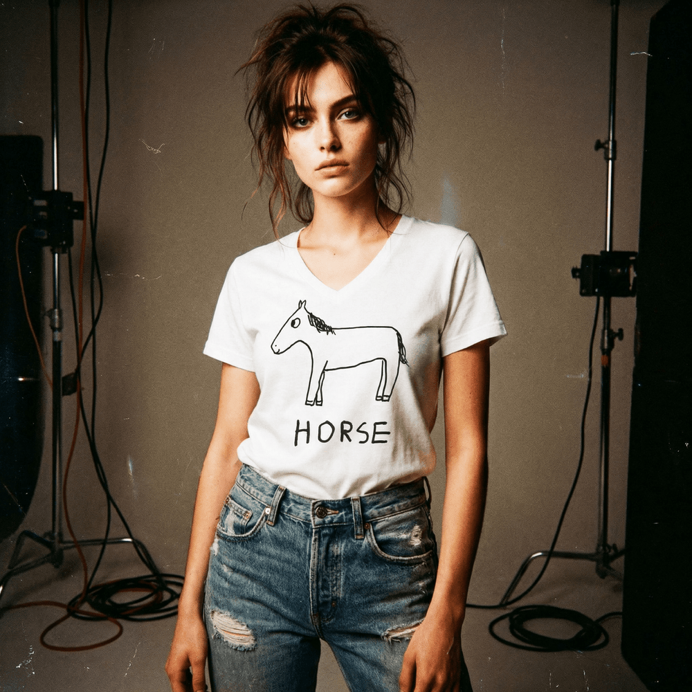Horse - V - Neck T-Shirt - LoFi Animal Shirts