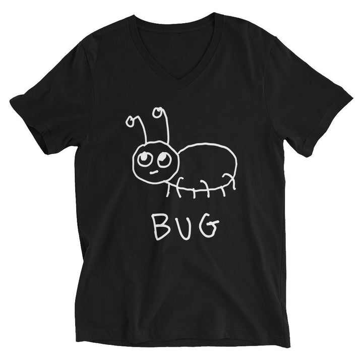 Bug v-neck graphic tee in black – minimalist lofi bug design – LoFi Animal Shirts