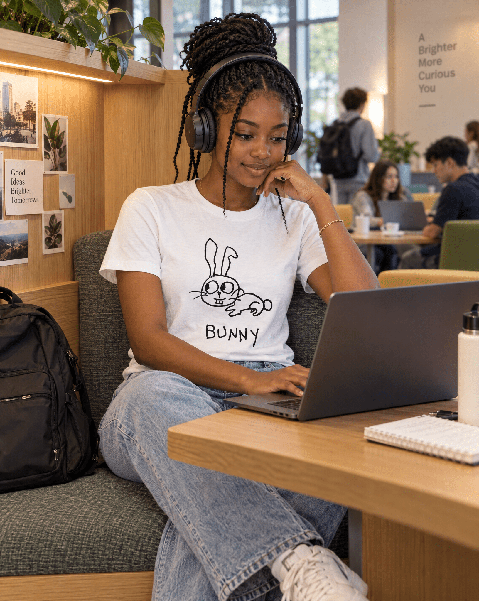 Sep 29 bunny women's tee — student center lifestyle photo