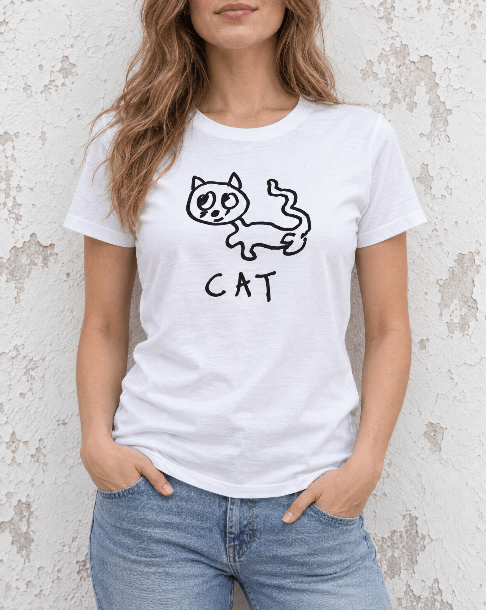 Sep 29 cat women's tee — urban torso lifestyle photo