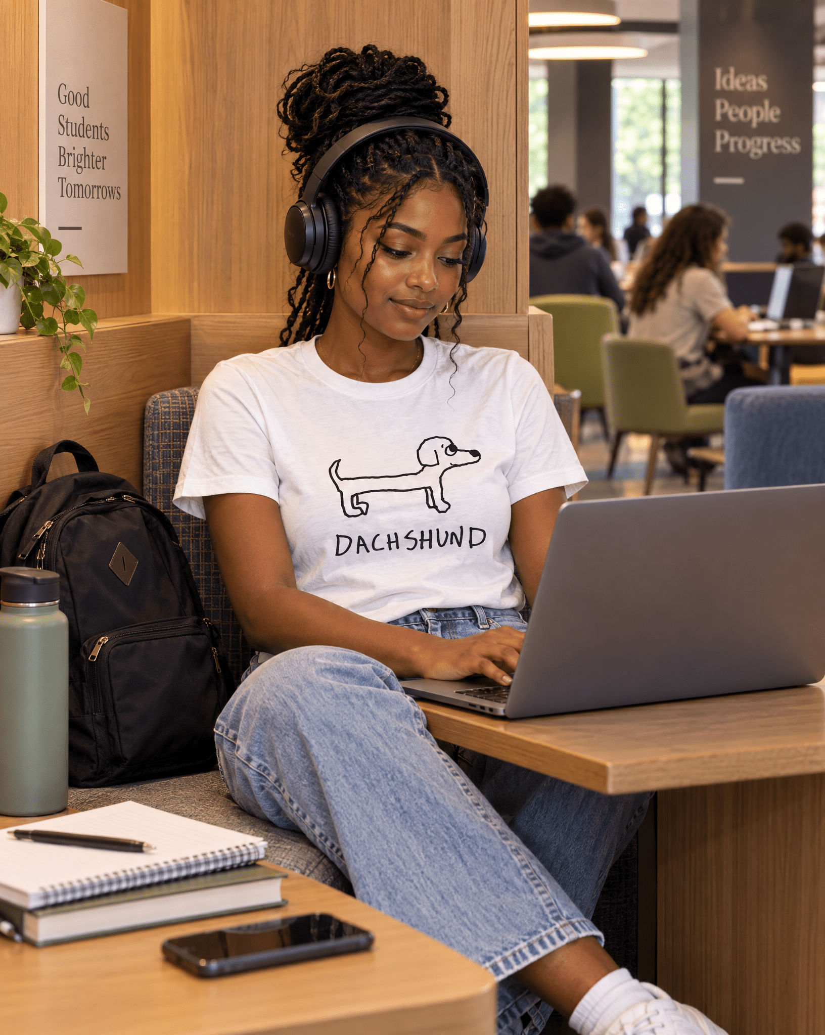Sep 29 dachshund women's tee — student center lifestyle photo
