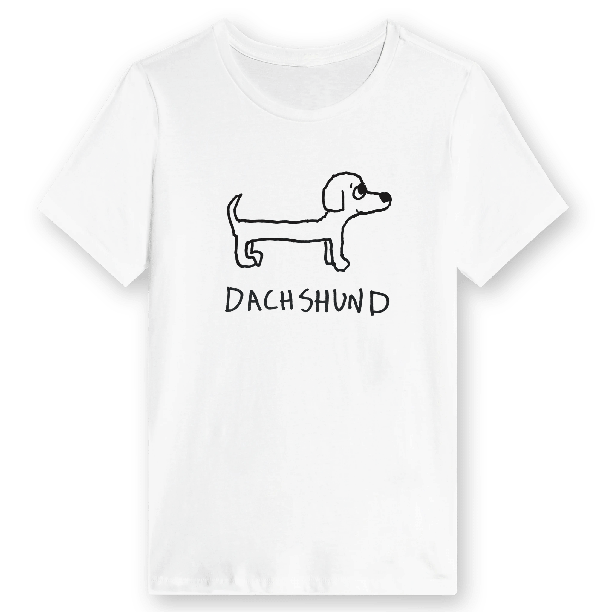 Dachshund - Women’s Tee in white with soft drop shadow