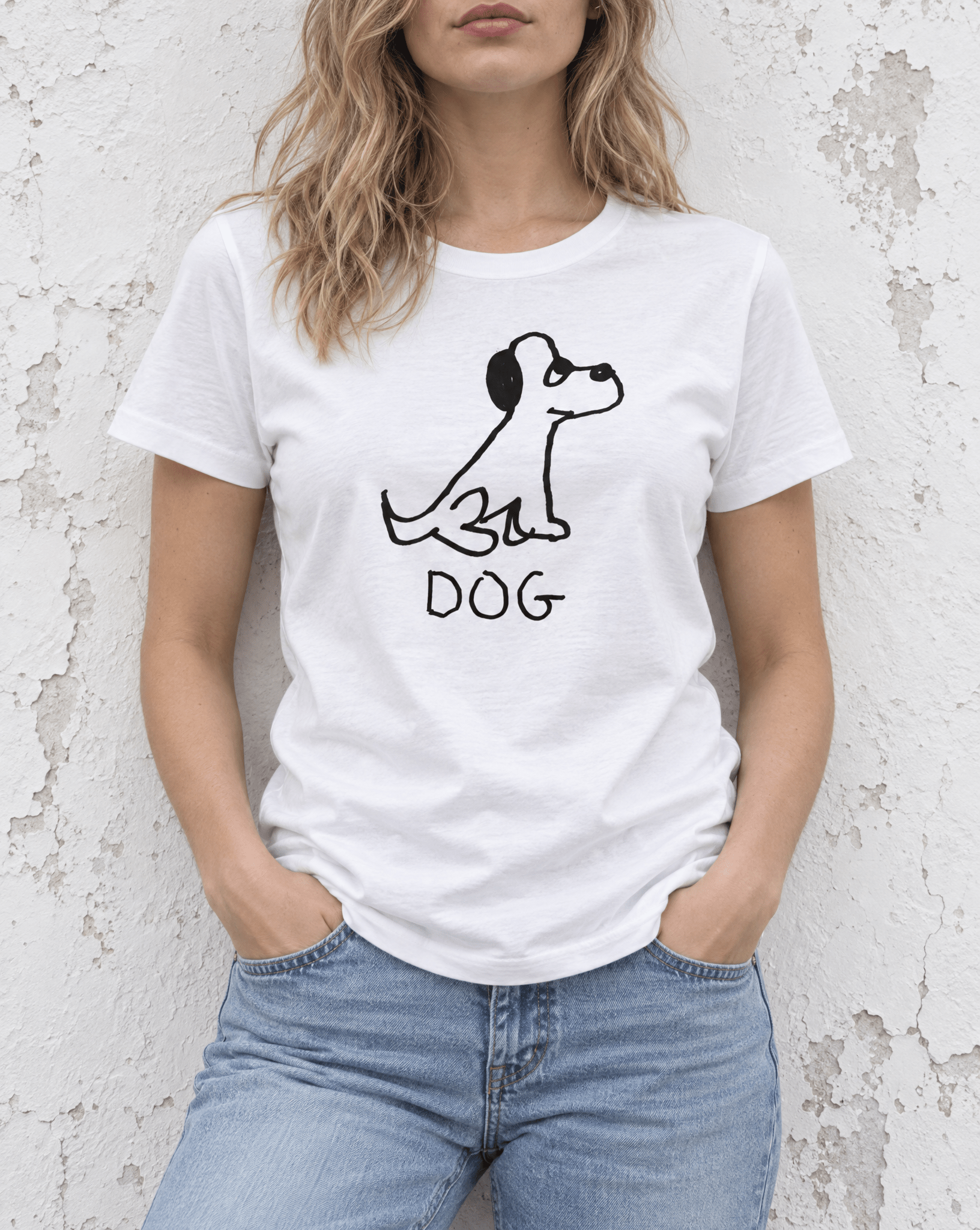 Sep 29 dog women's tee — urban torso lifestyle photo
