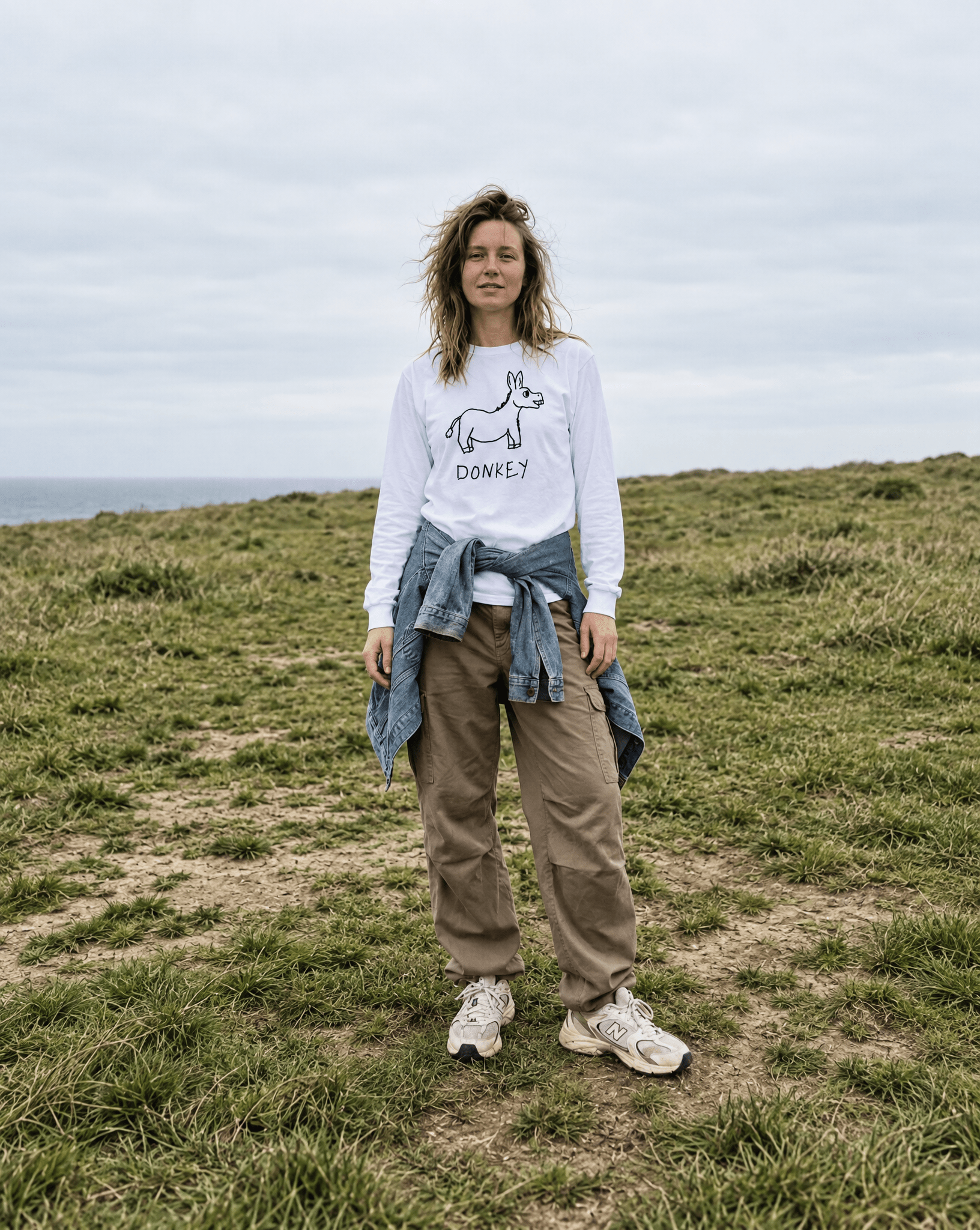 LoFi Donkey Long Sleeve Tee lifestyle photo — coastal grass