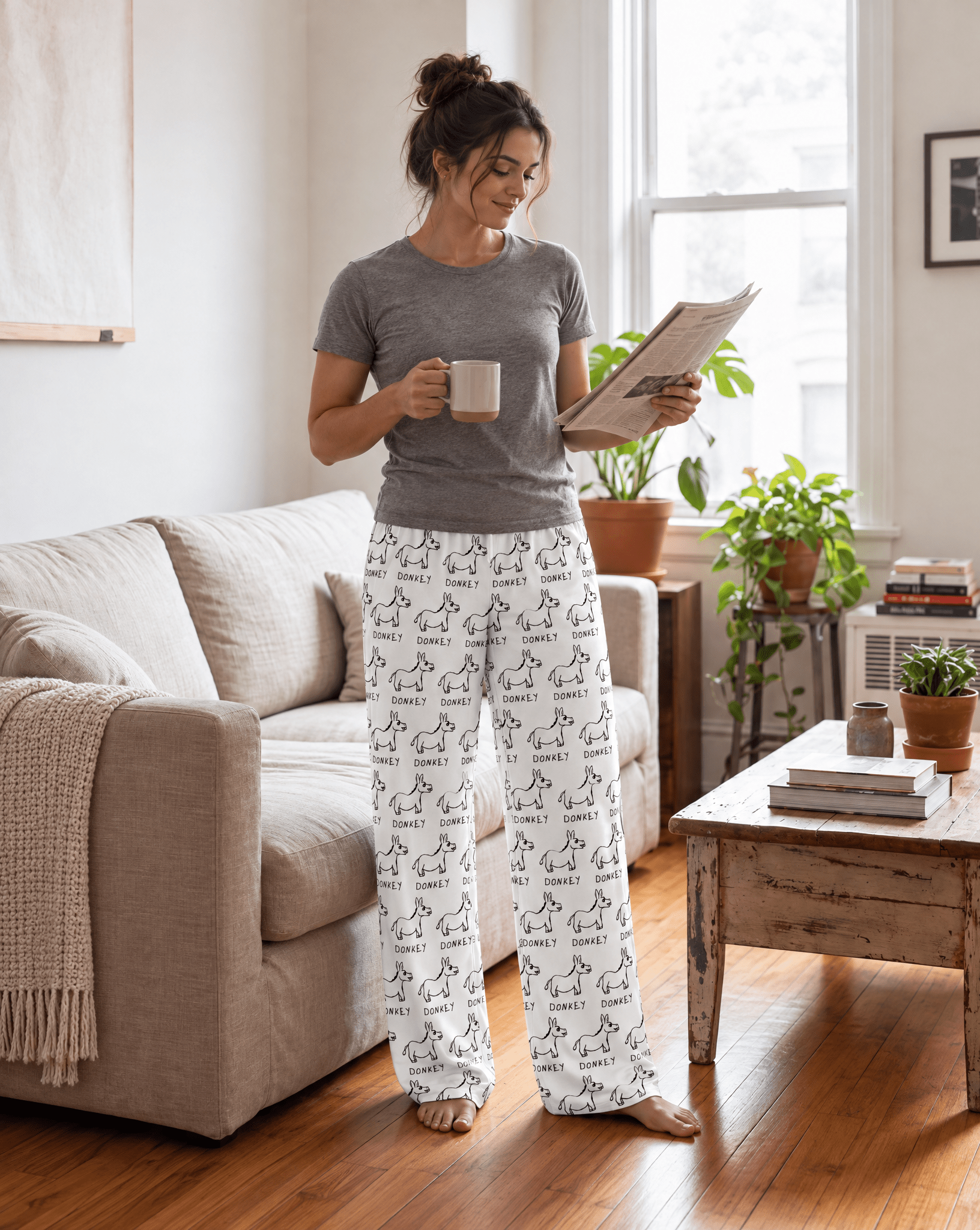 LoFi Donkey Lounge Pants lifestyle photo — coffee morning