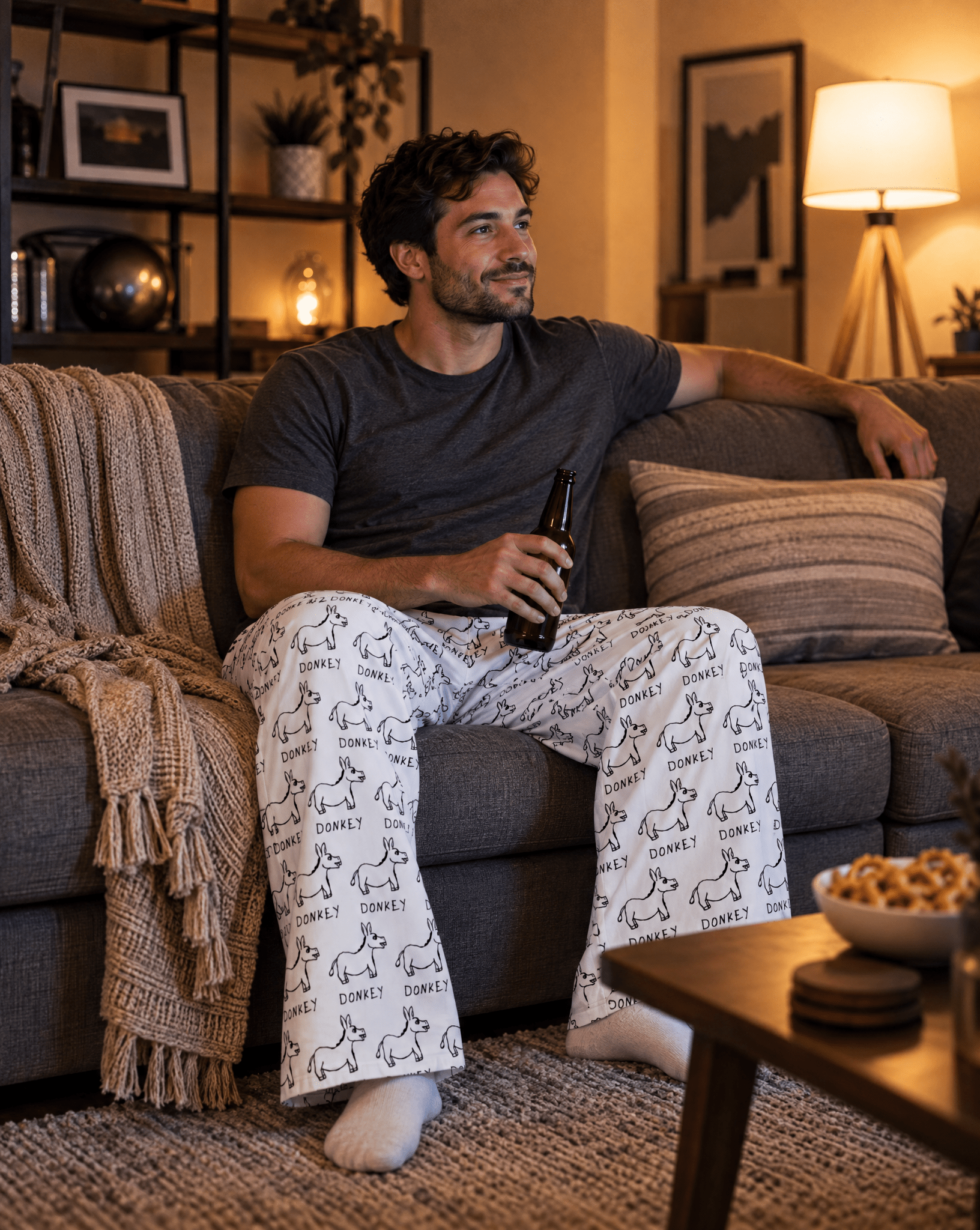 LoFi Donkey Lounge Pants lifestyle photo — sofa evening