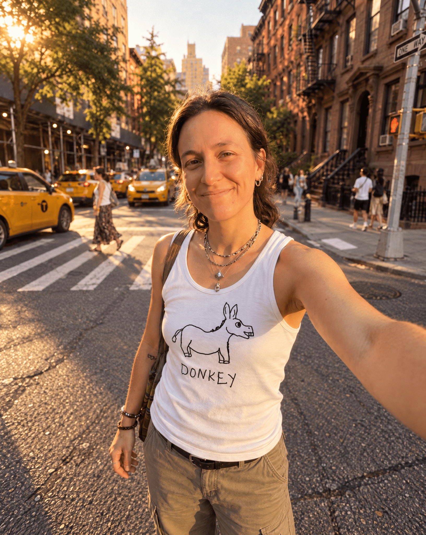 LoFi Donkey Tank Top lifestyle photo — city selfie