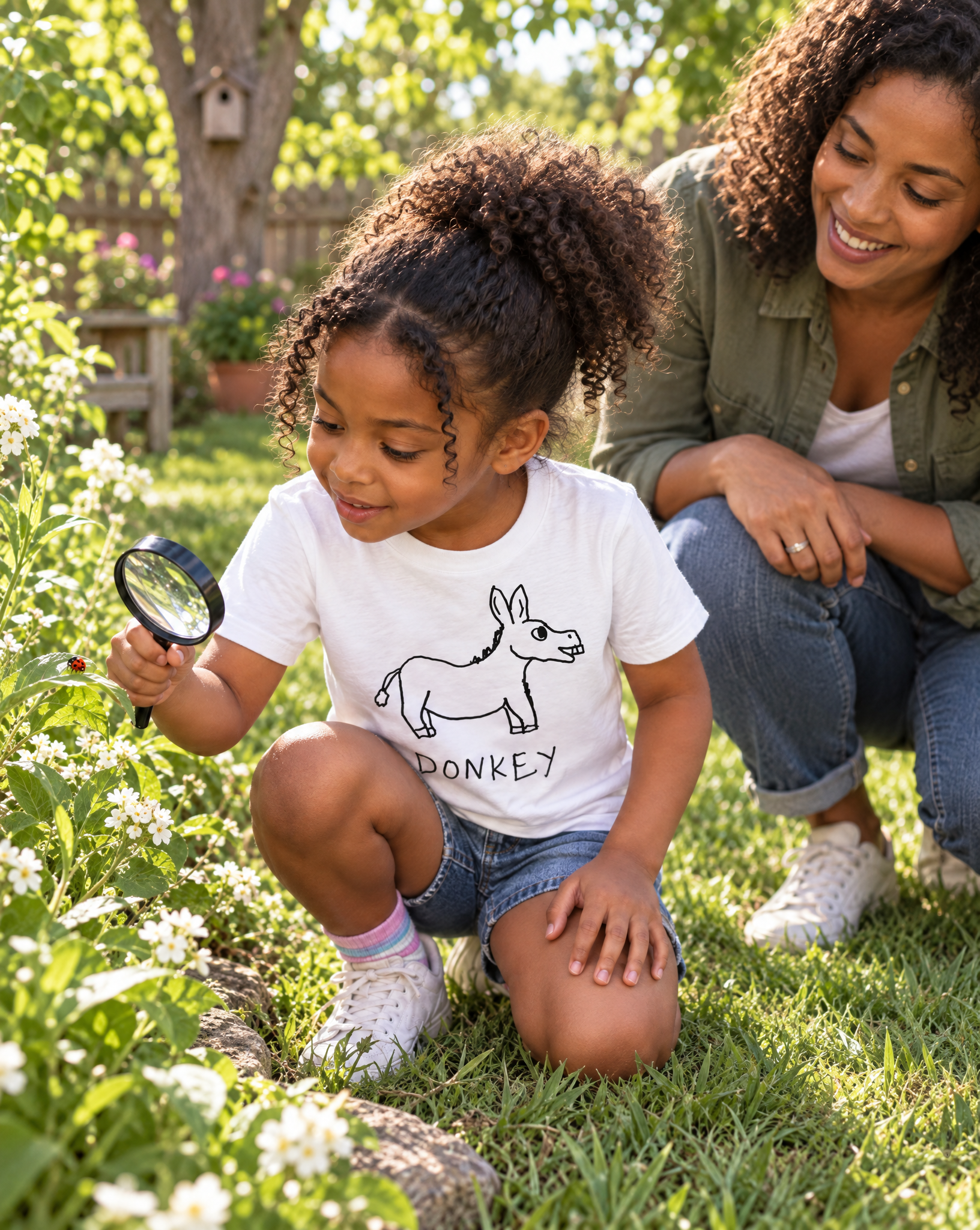 LoFi Donkey Toddler Tee lifestyle photo — garden play