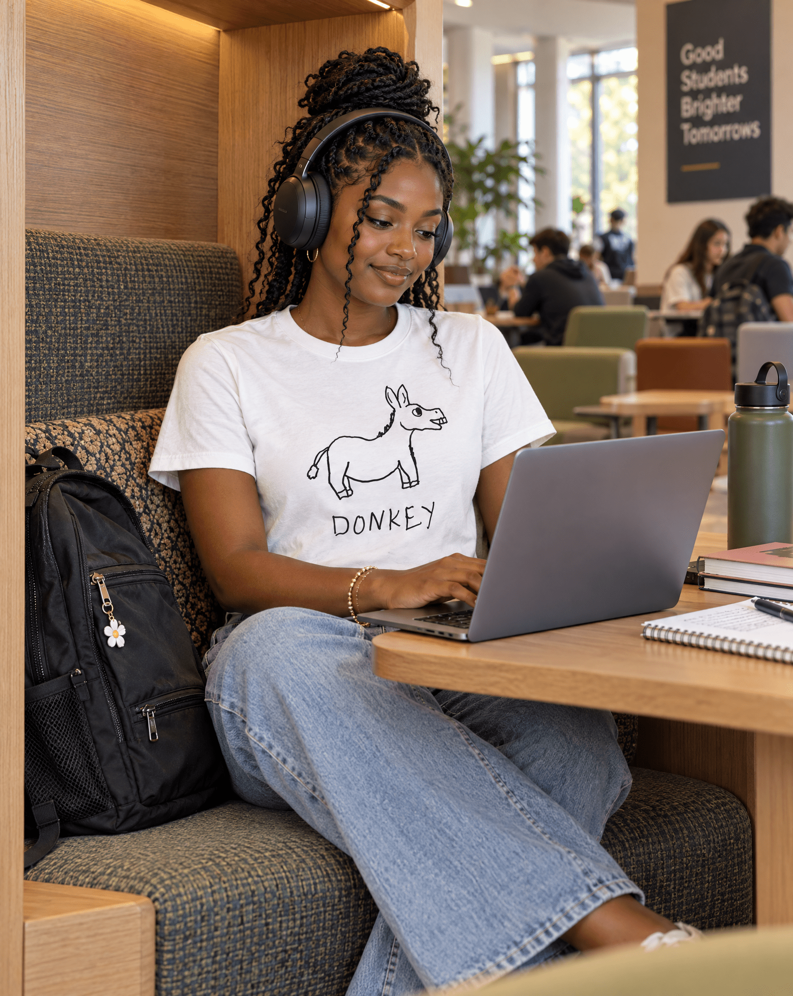 Sep 29 donkey women's tee — student center lifestyle photo
