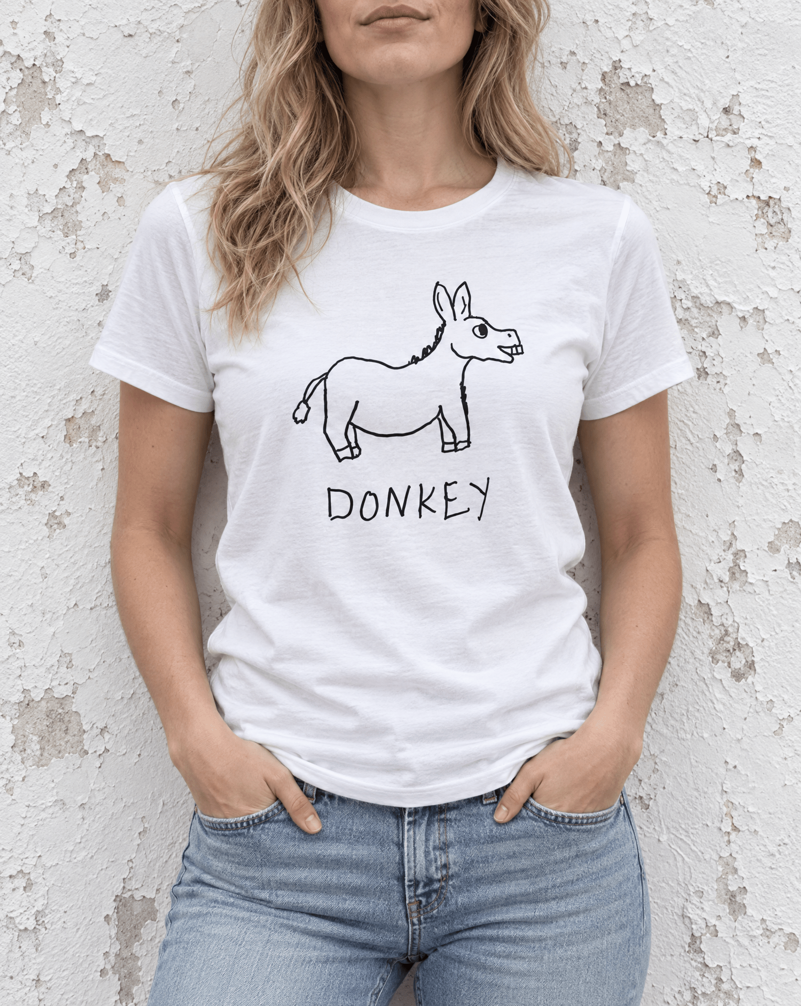 Sep 29 donkey women's tee — urban torso lifestyle photo