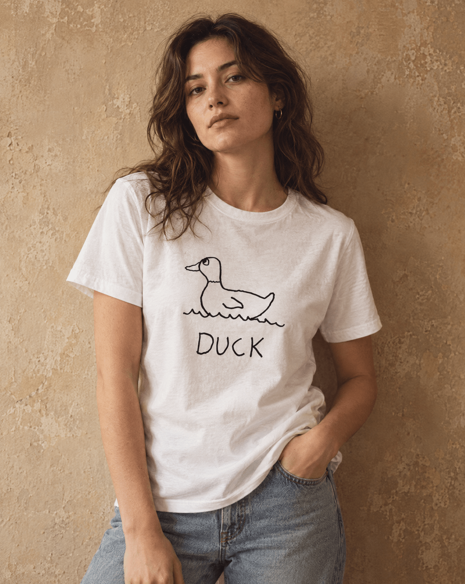 Sep 29 duck women's tee — studio portrait lifestyle photo