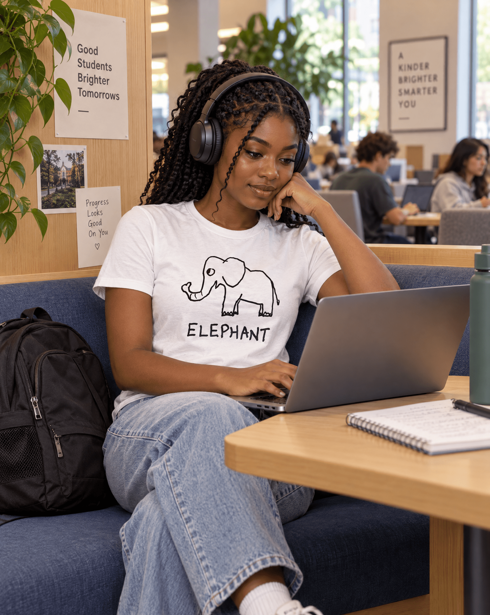 Sep 29 elephant women's tee — student center lifestyle photo