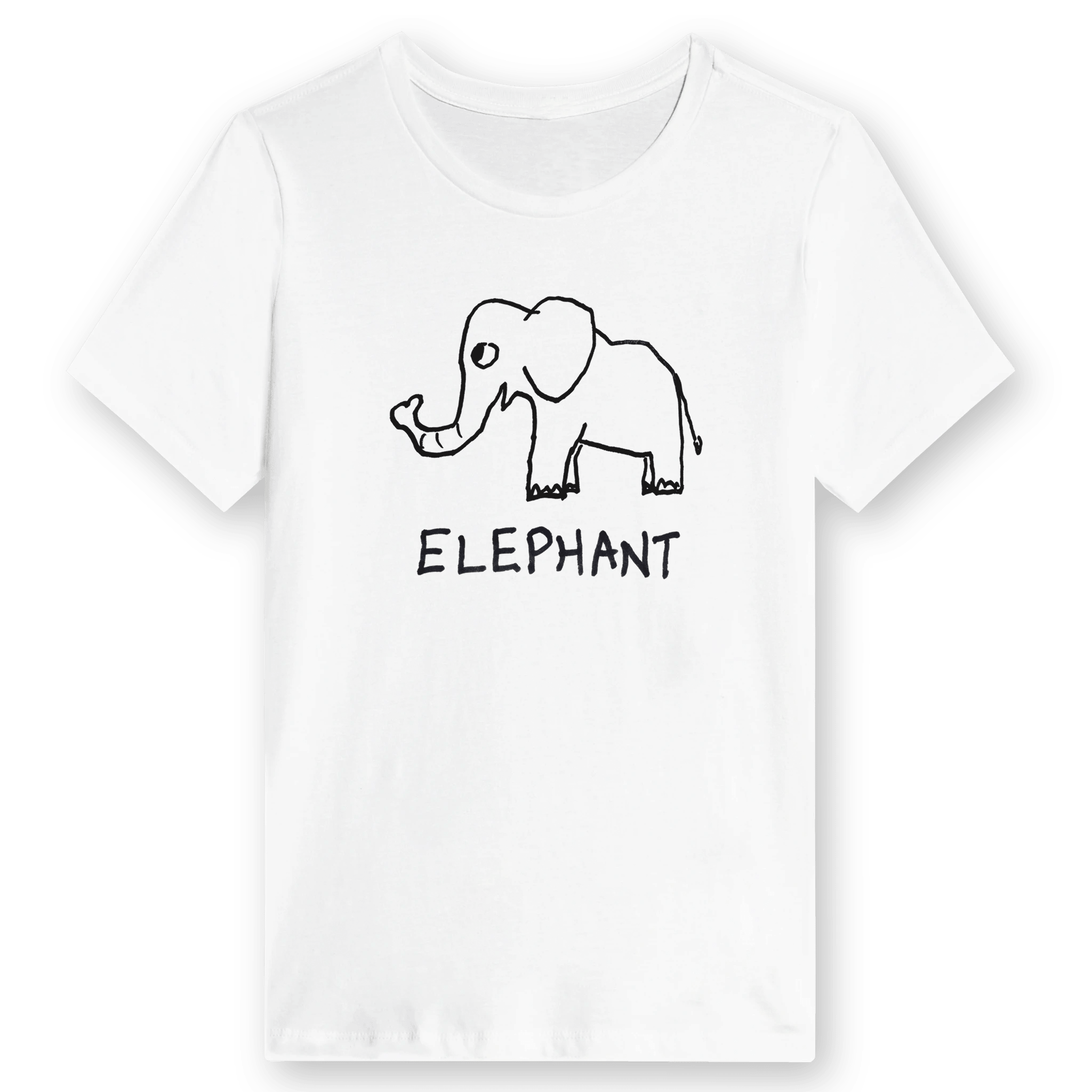 Elephant - Women’s Tee in white with soft drop shadow