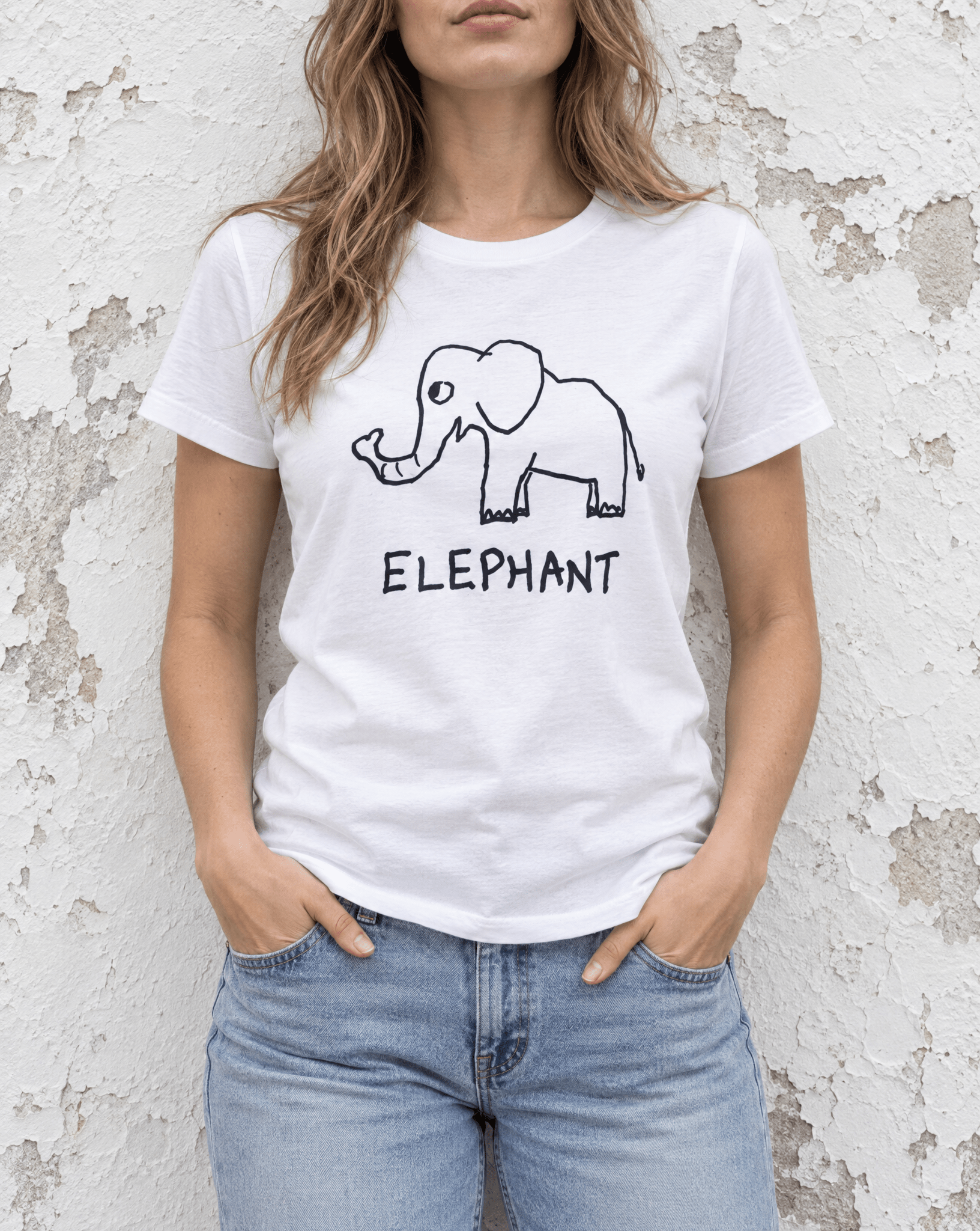 Sep 29 elephant women's tee — urban torso lifestyle photo