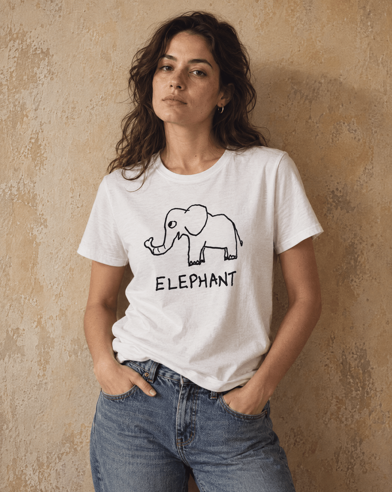 Sep 29 elephant women's tee — studio portrait lifestyle photo
