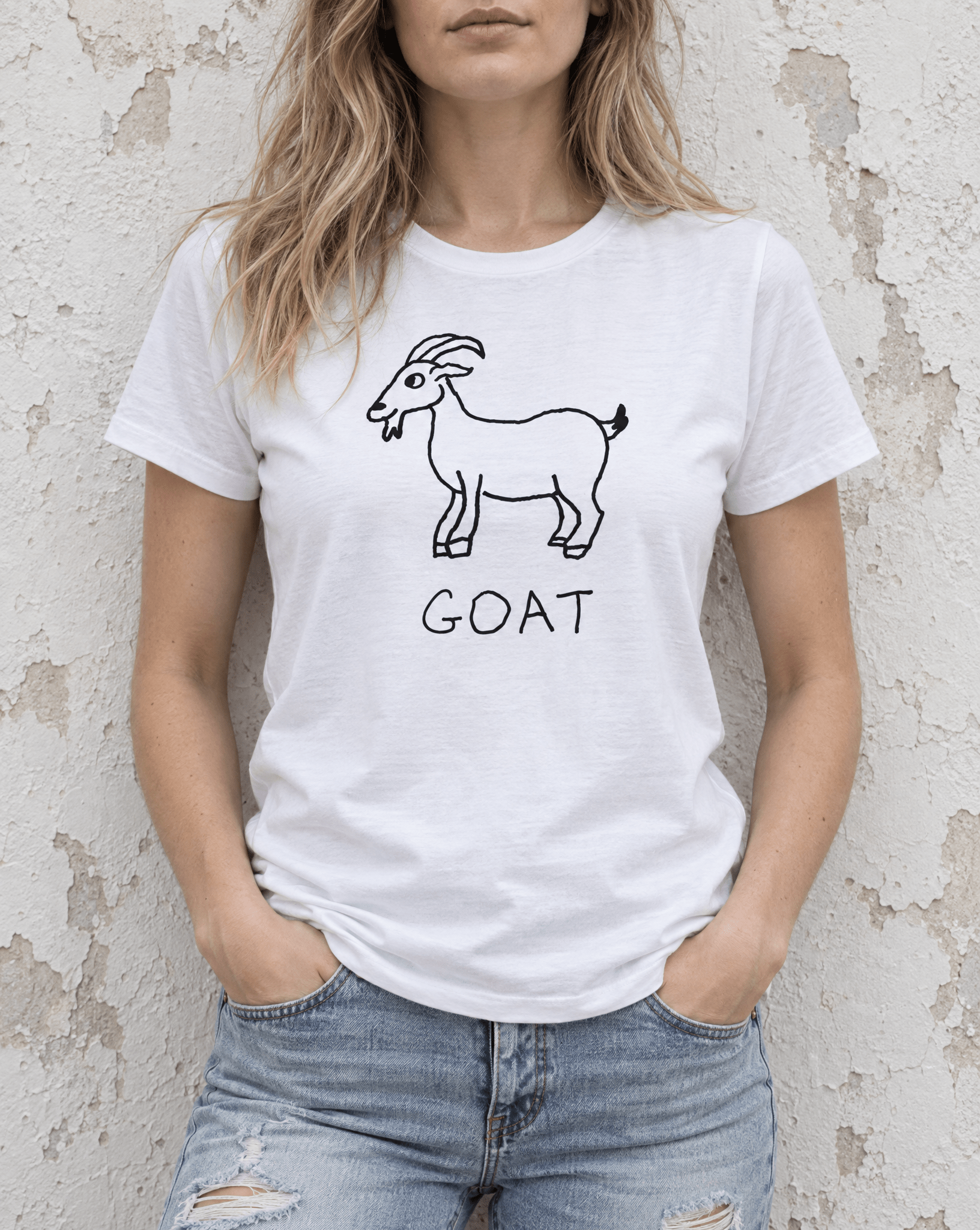 Sep 29 goat women's tee — urban torso lifestyle photo