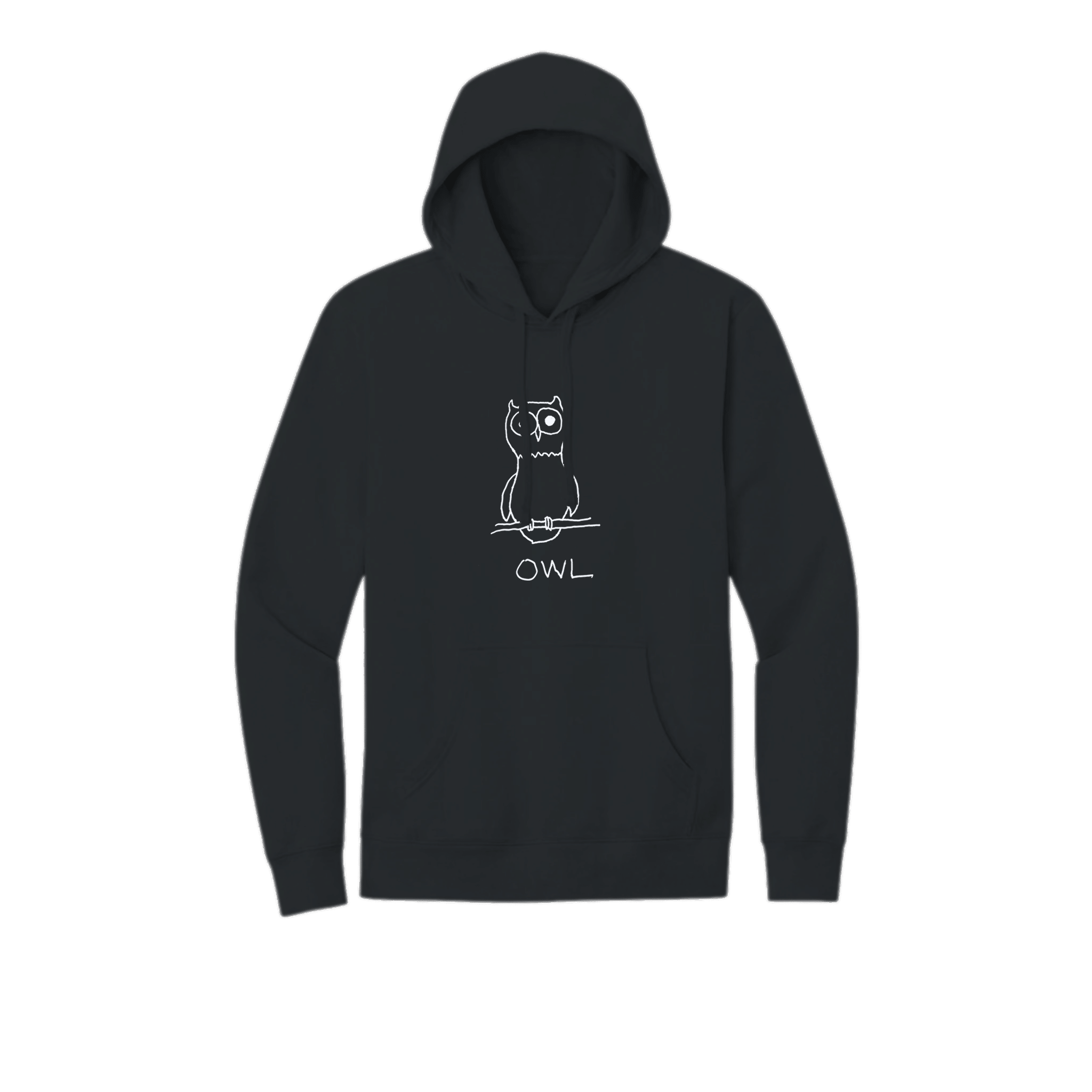 A white pullover hoodie with a black line art graphic of a cute cartoon bat with wings spread, and the word 'BAT' printed underneath, shown on a plain white background.