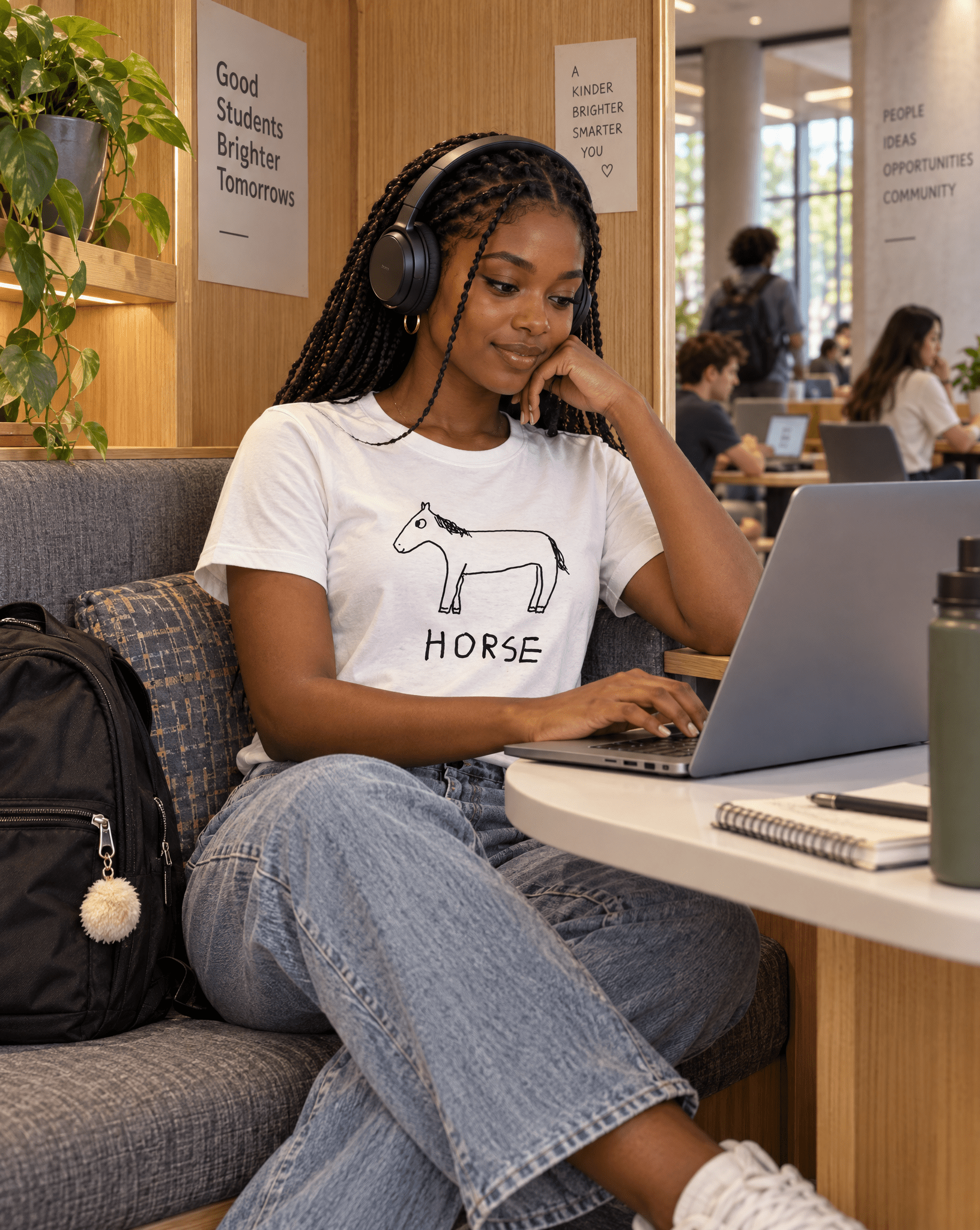 Sep 29 horse women's tee — student center lifestyle photo