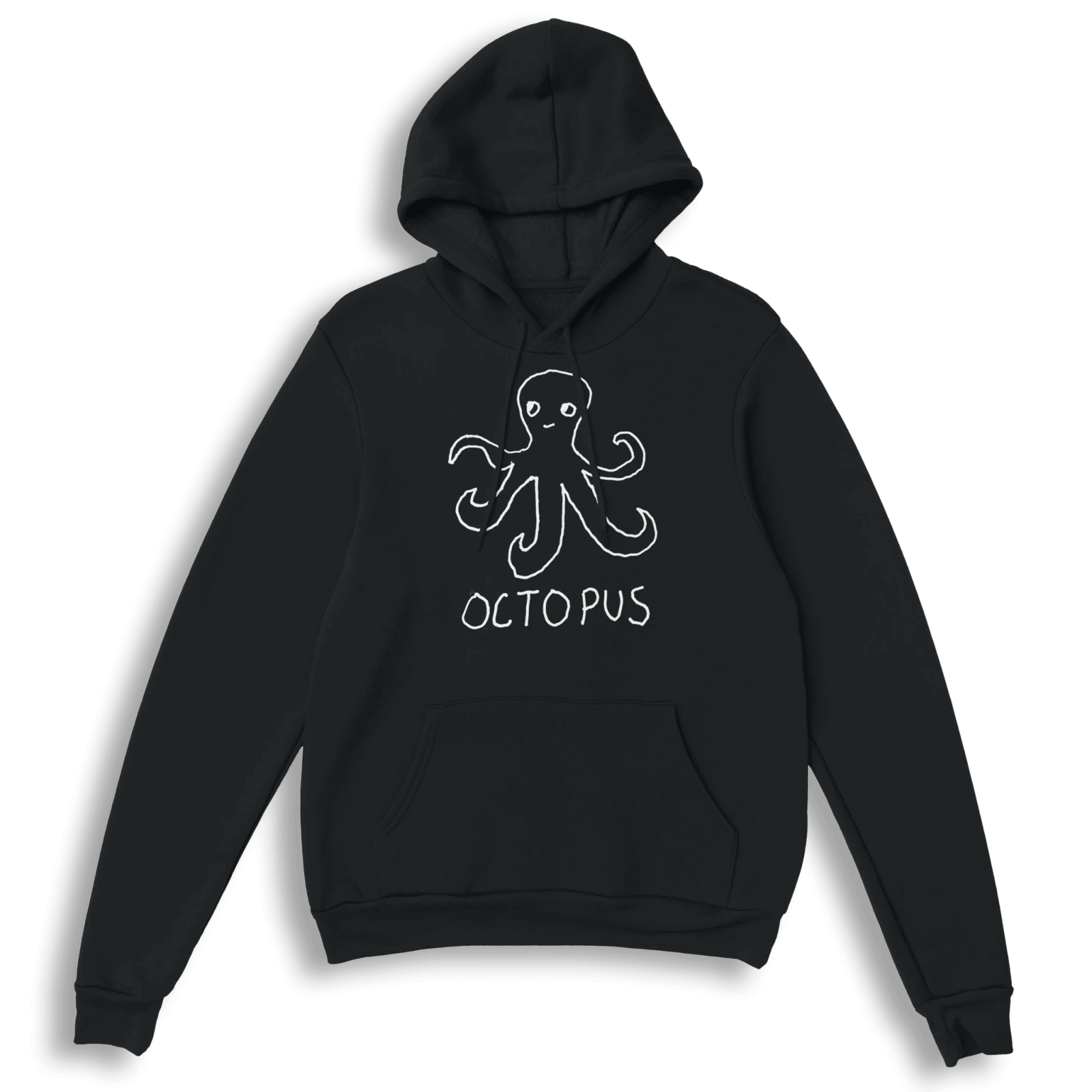 lo-fi Octopus Hoodie — hand-drawn octopus graphic on a black pullover hoodie