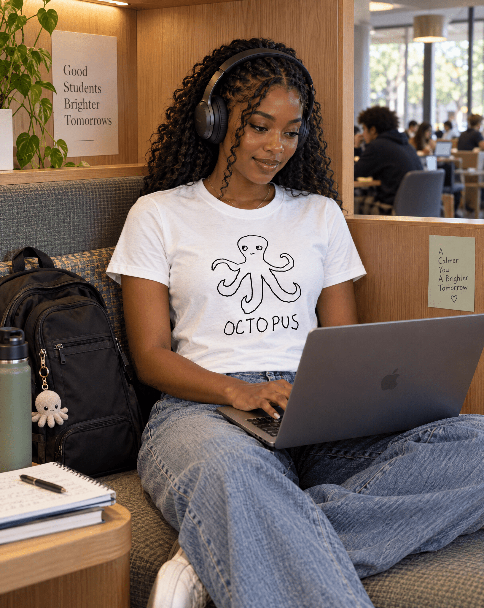 Sep 29 octopus women's tee — student center lifestyle photo