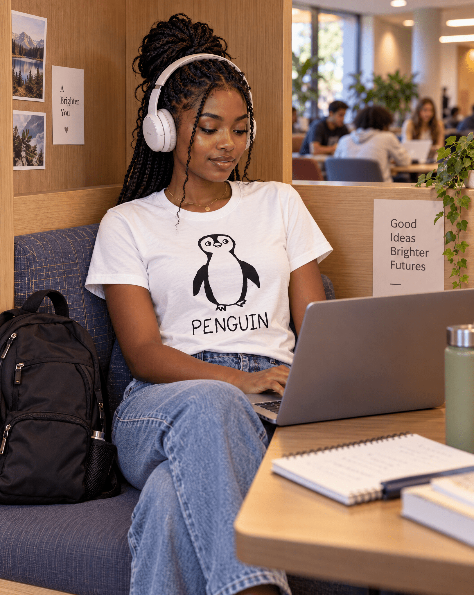 Sep 29 penguin women's tee — student center lifestyle photo
