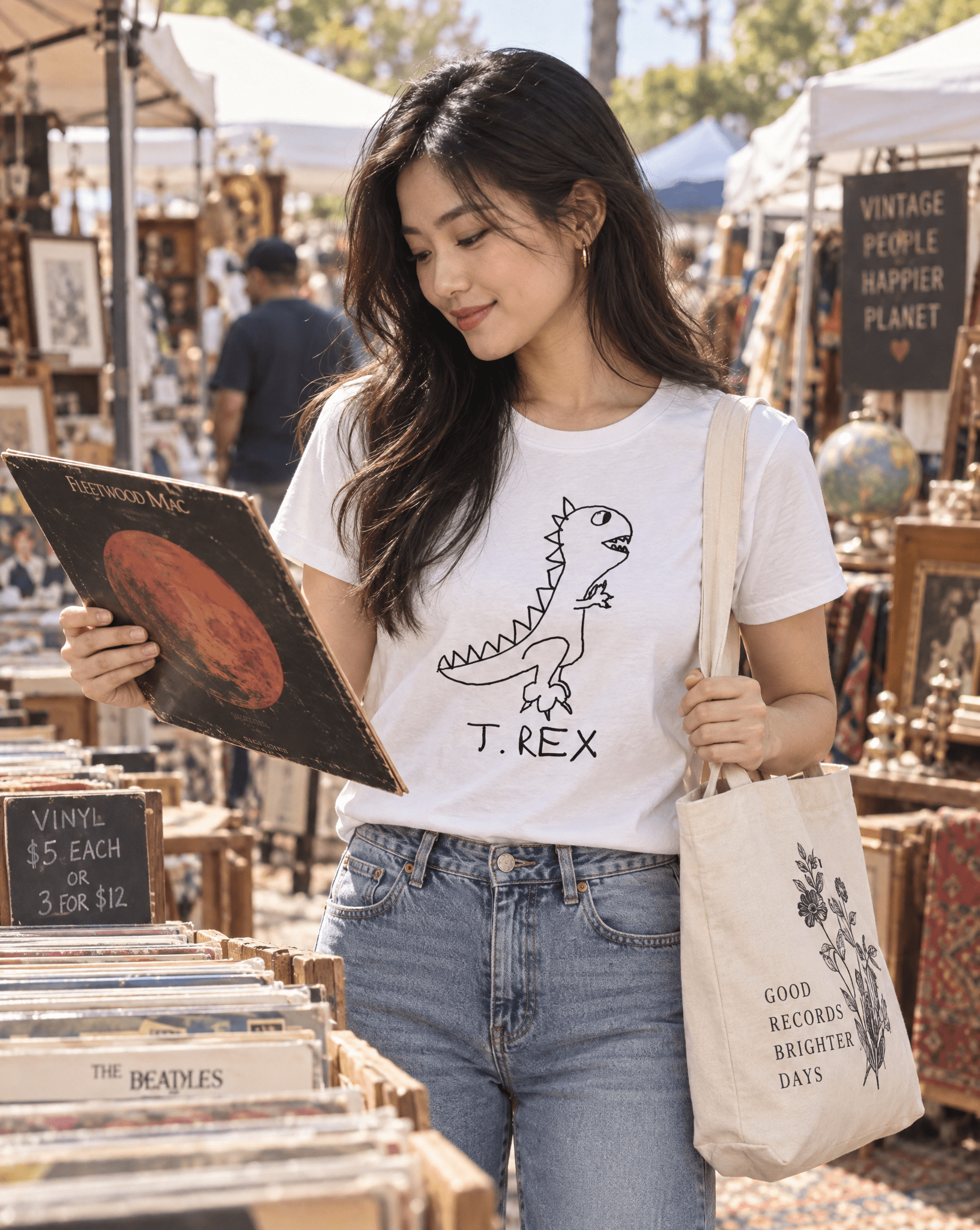 Sep 29 t. rex women's tee — vintage market lifestyle photo