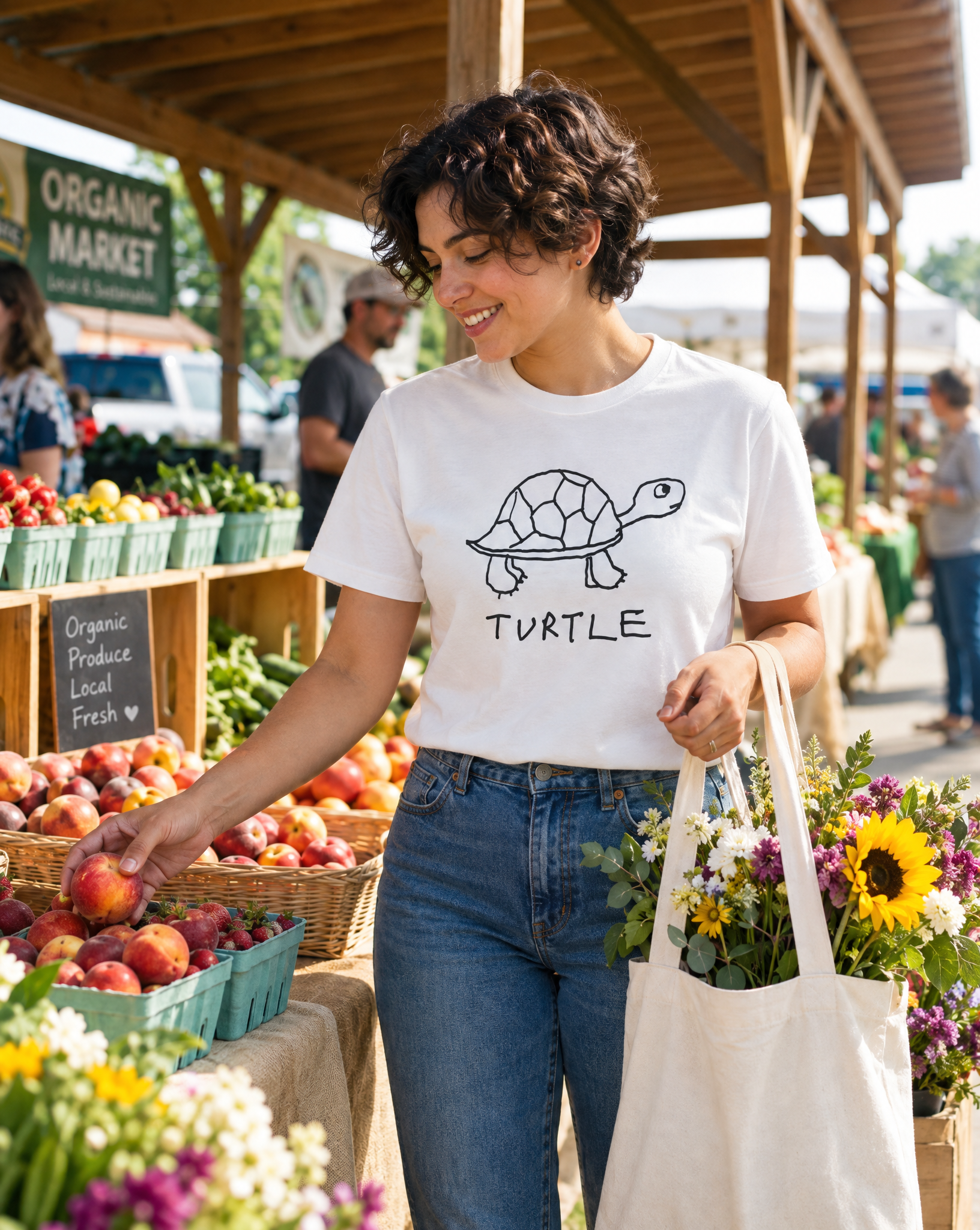 LoFi Turtle Classic Tee lifestyle photo — market