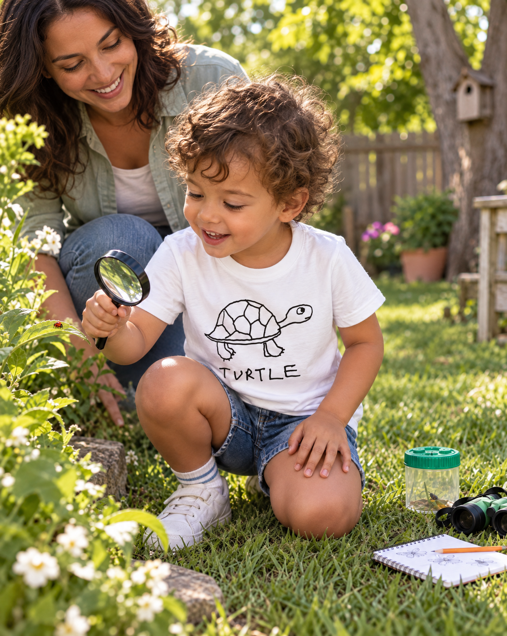 LoFi Turtle Toddler Tee lifestyle photo — garden play