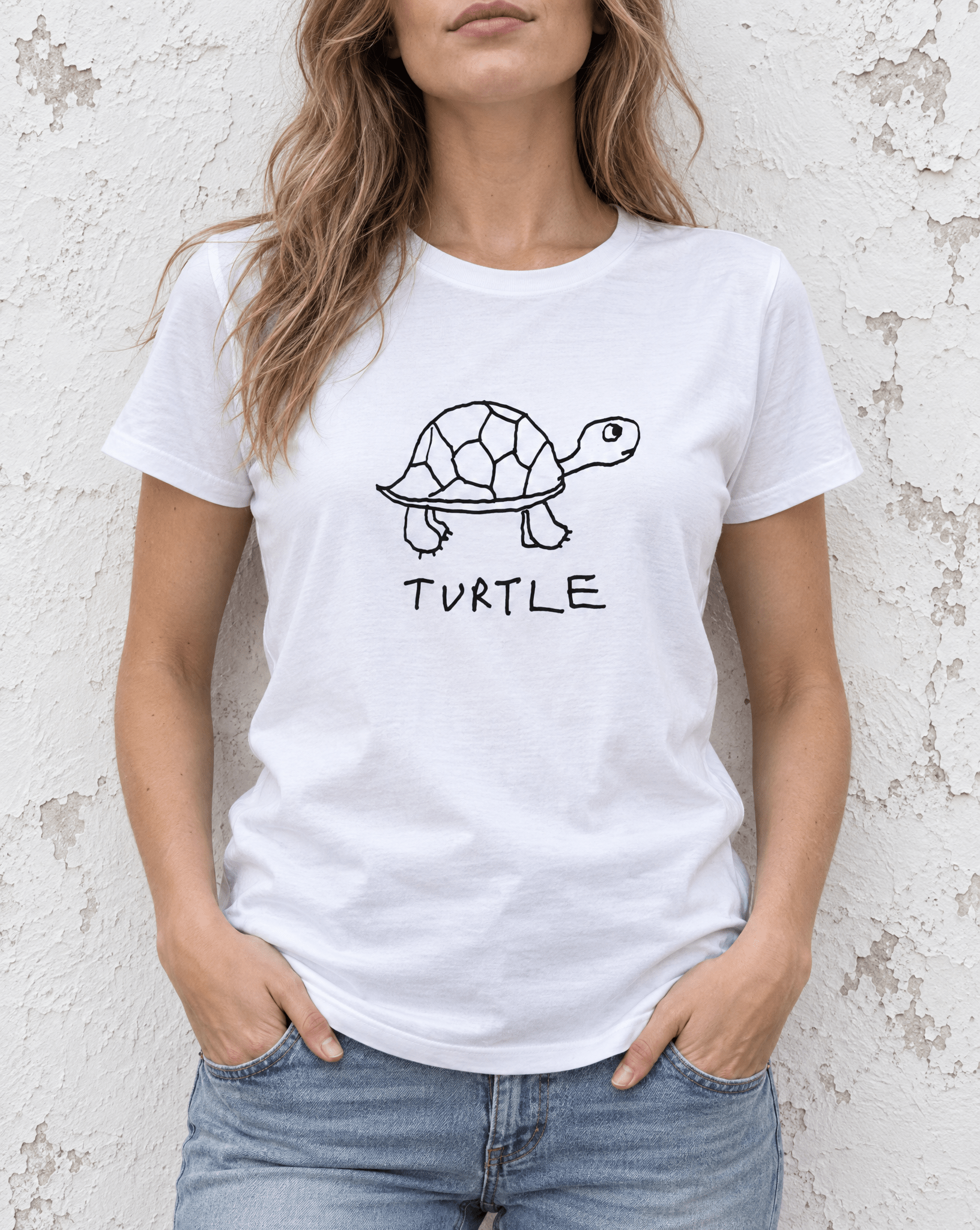 Sep 29 turtle women's tee — urban torso lifestyle photo