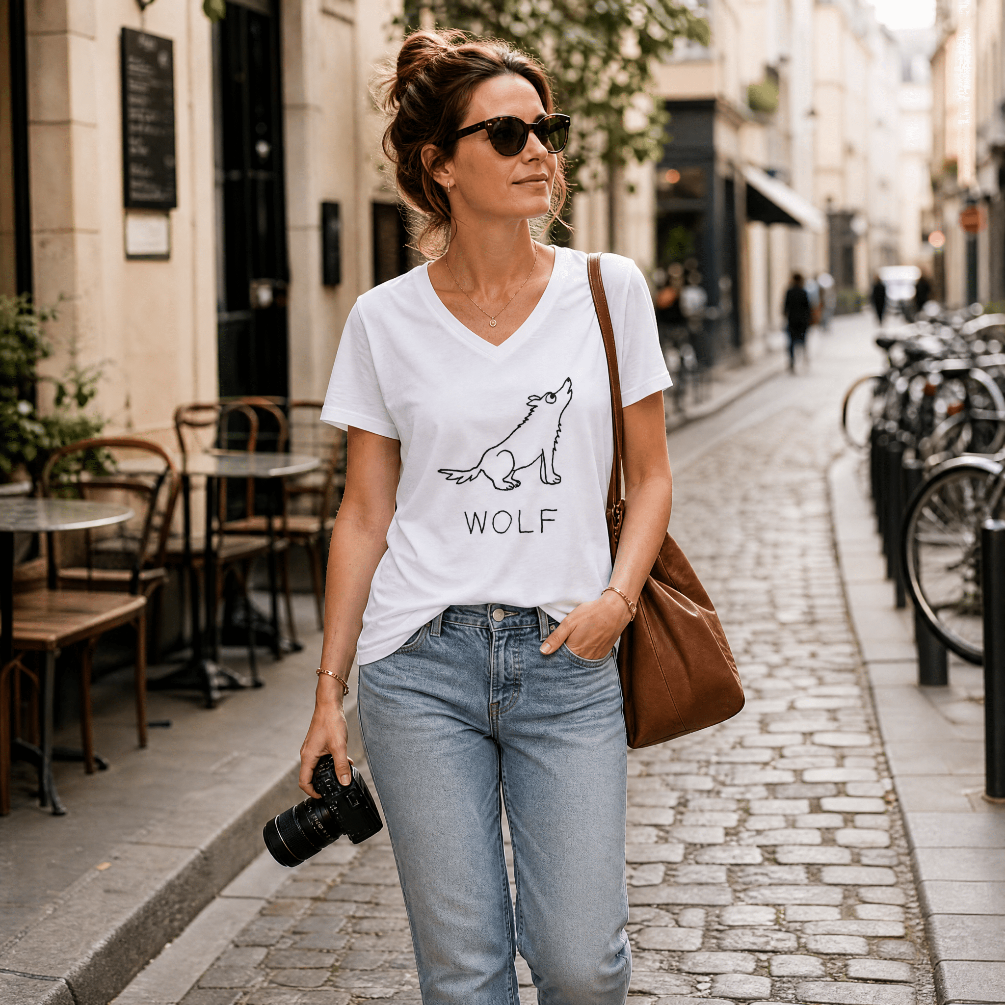 Wolf - V-neck Tee