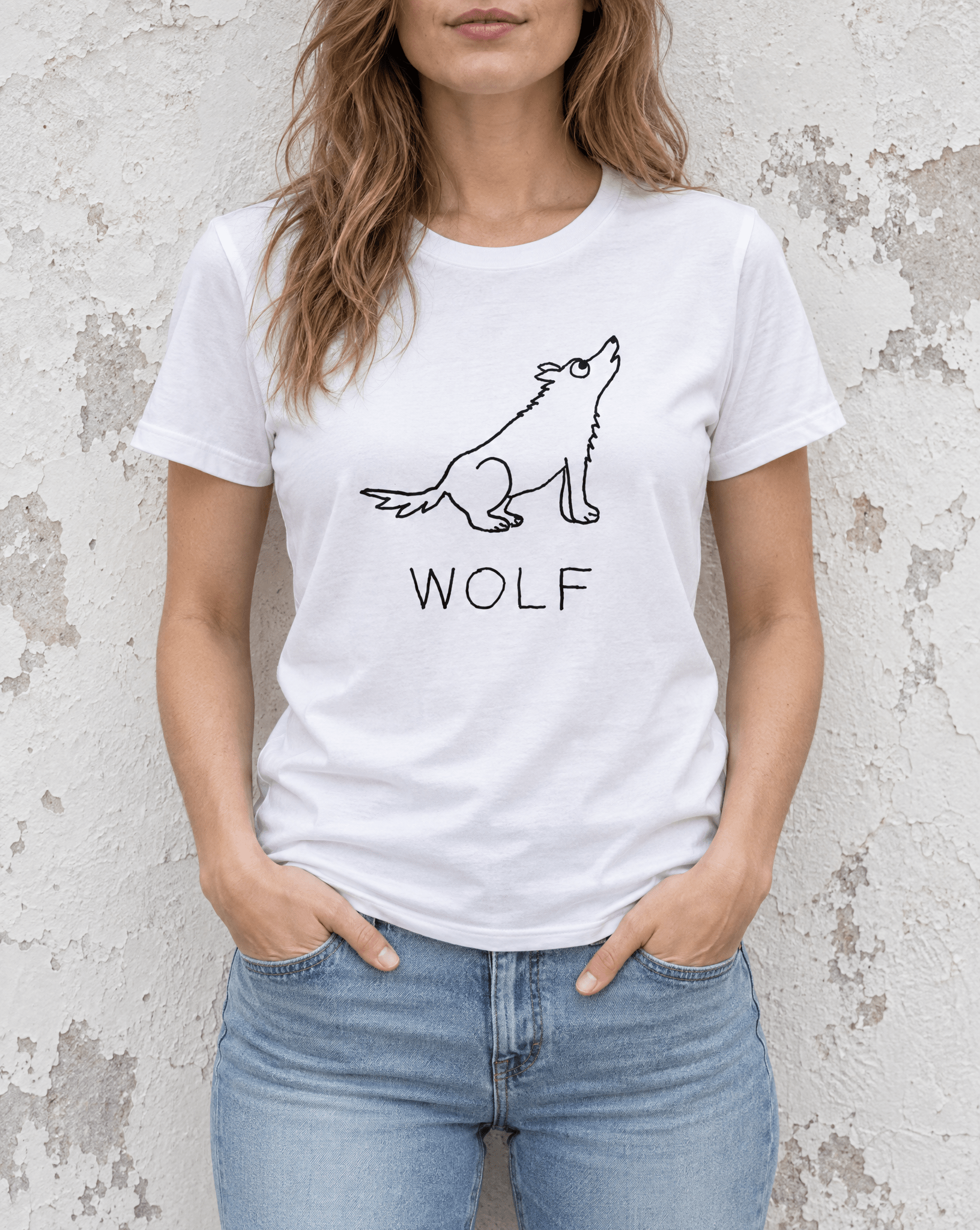 Sep 29 wolf women's tee — urban torso lifestyle photo