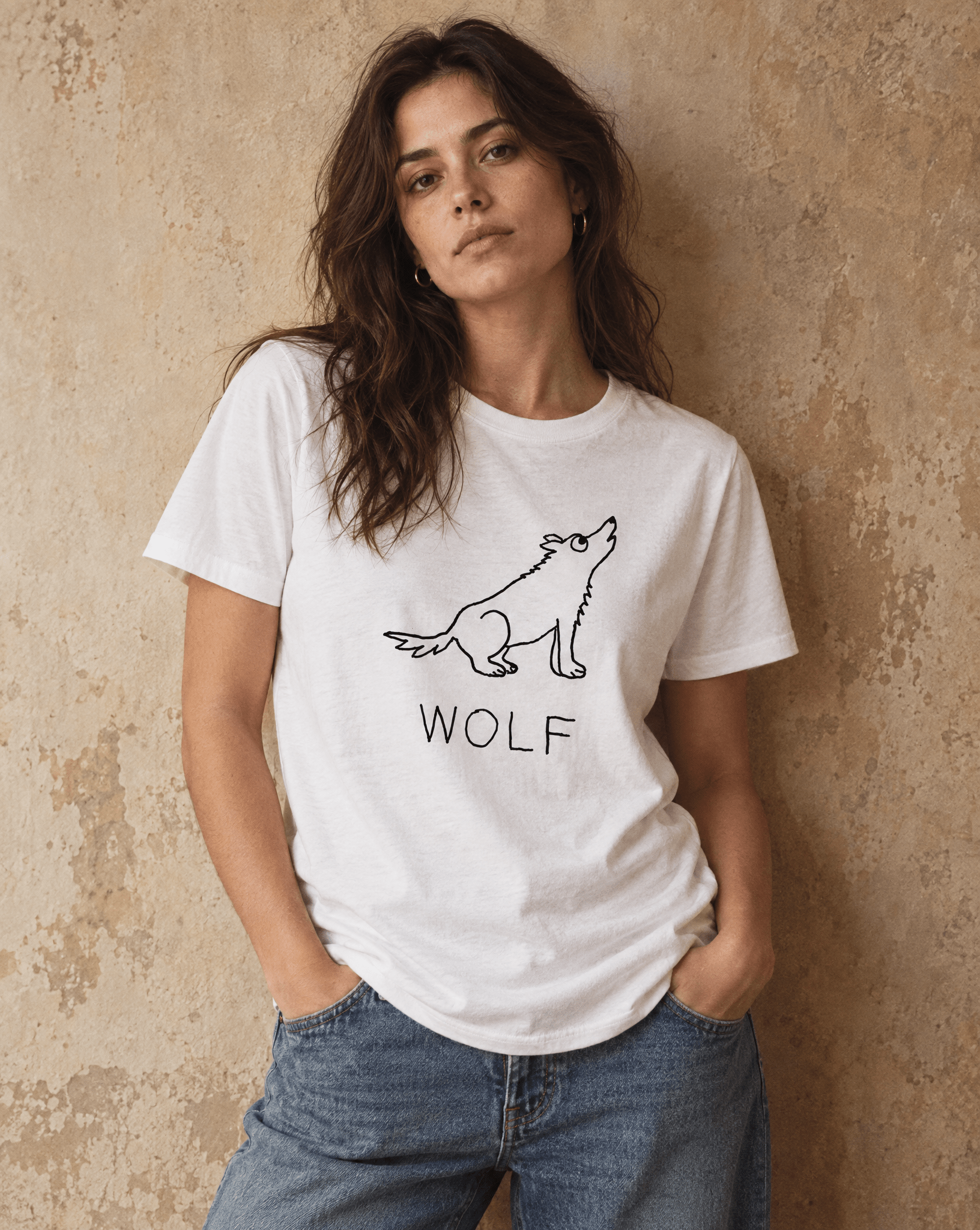 Sep 29 wolf women's tee — studio portrait lifestyle photo