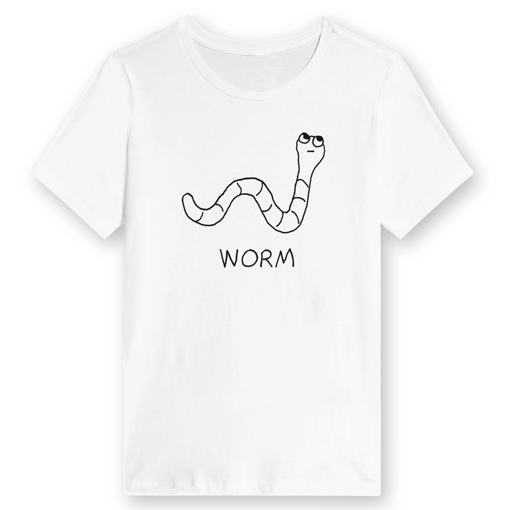 Worm - Women’s Tee in white with soft drop shadow