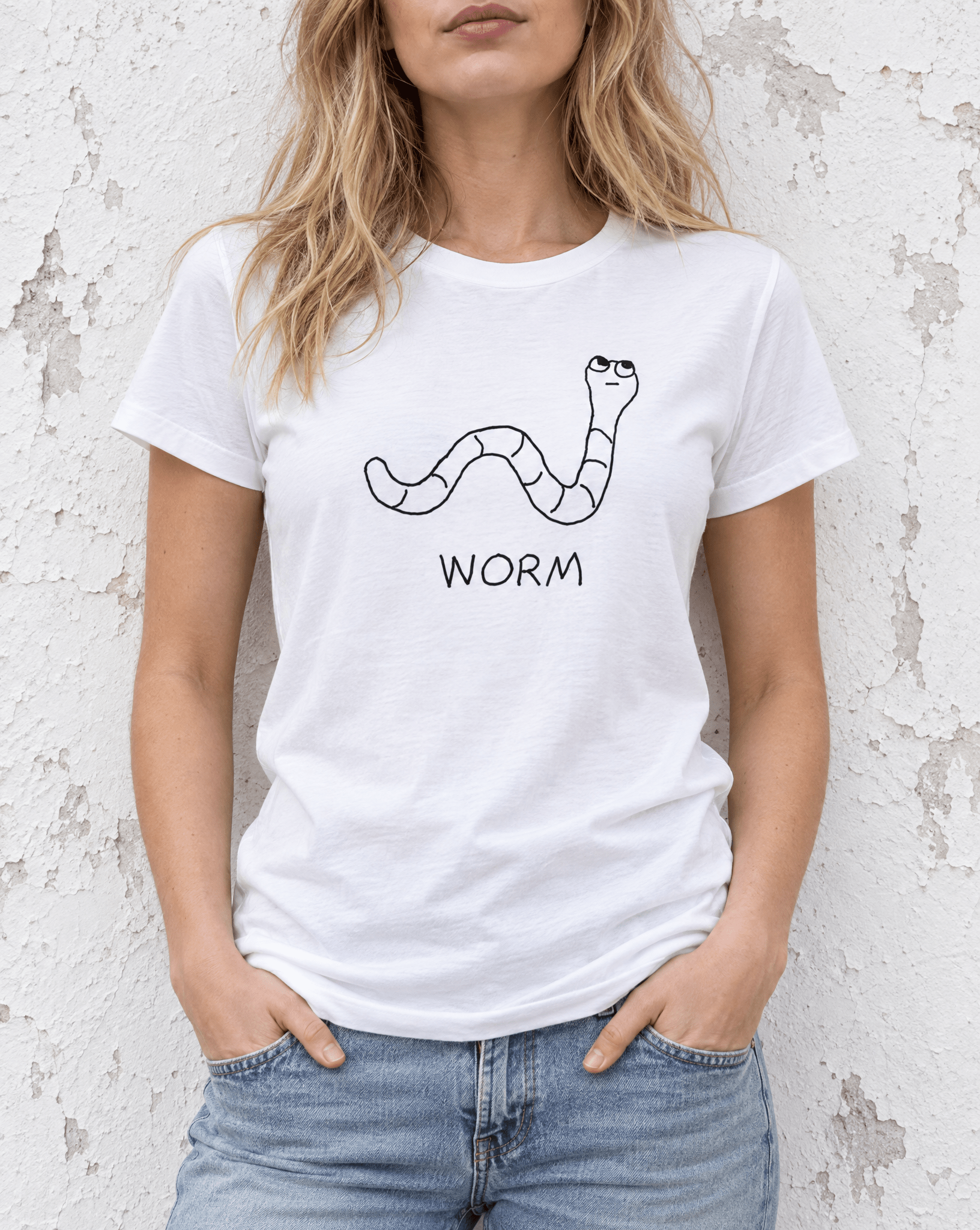 Sep 29 worm women's tee — urban torso lifestyle photo