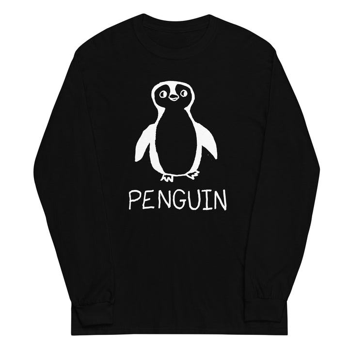 Penguin long sleeve graphic tee in black – minimalist lofi design – LoFi Animal Shirts