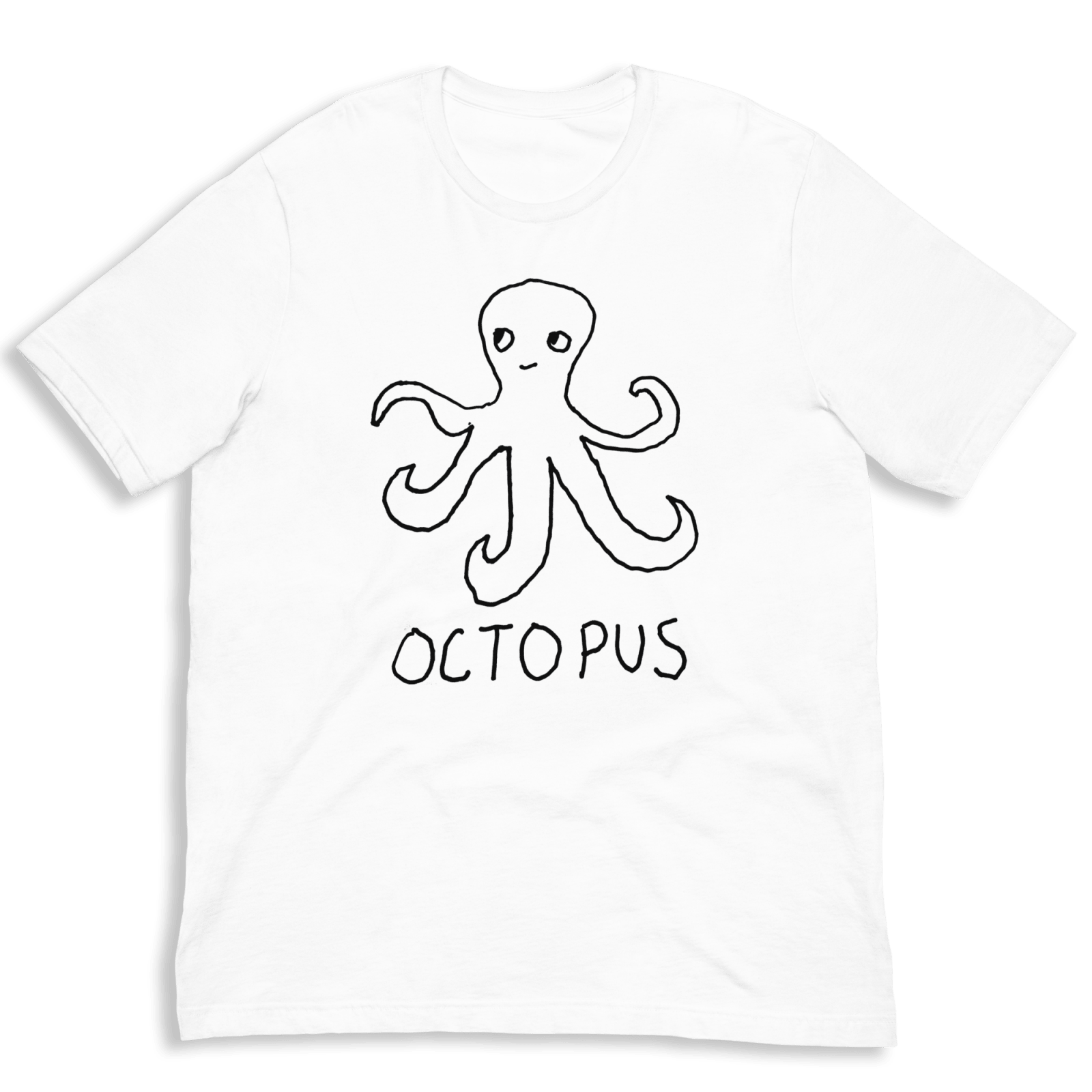 lo-fi Octopus Classic Tee — hand-drawn octopus graphic on a white t-shirt