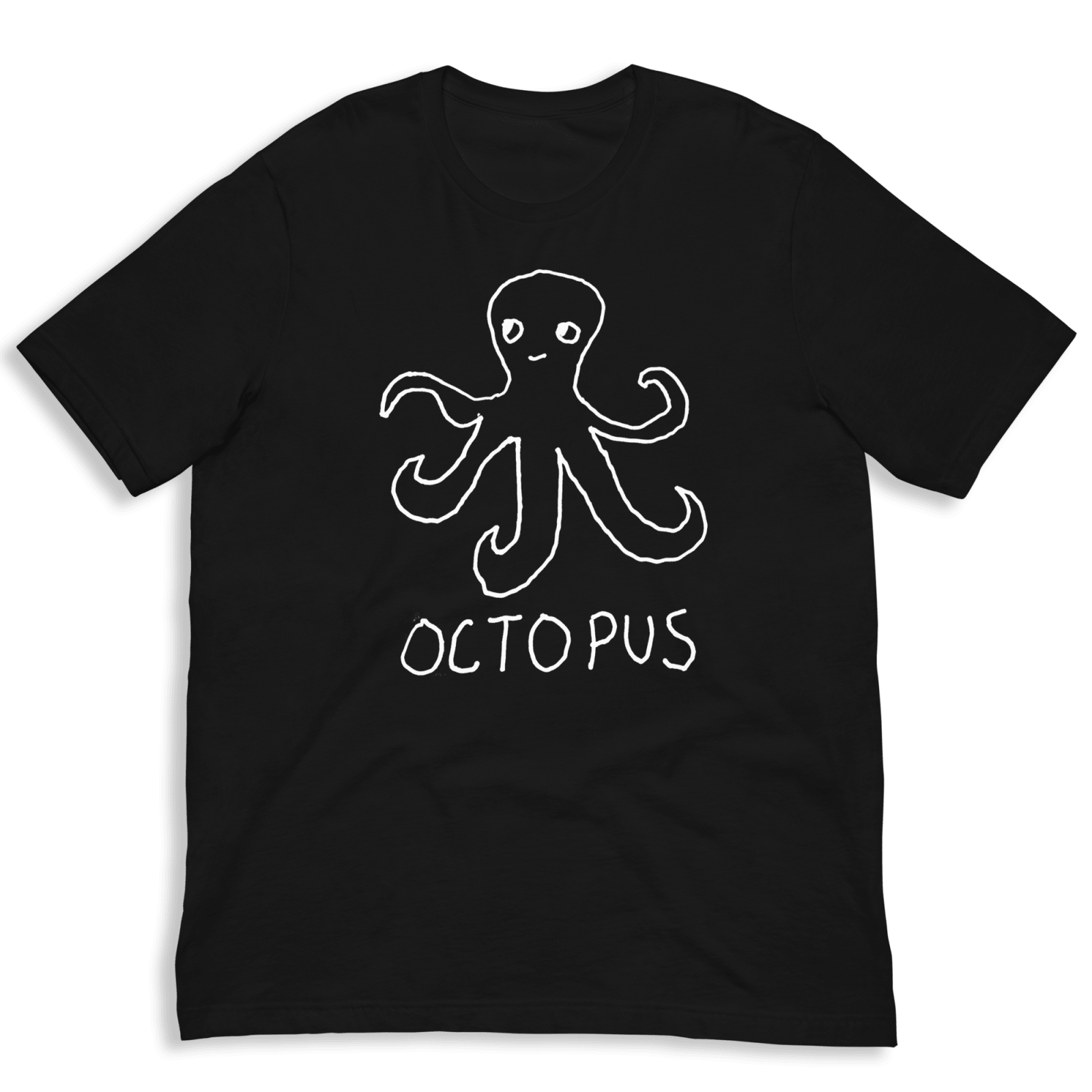lo-fi Octopus Classic Tee — hand-drawn octopus graphic on a black t-shirt