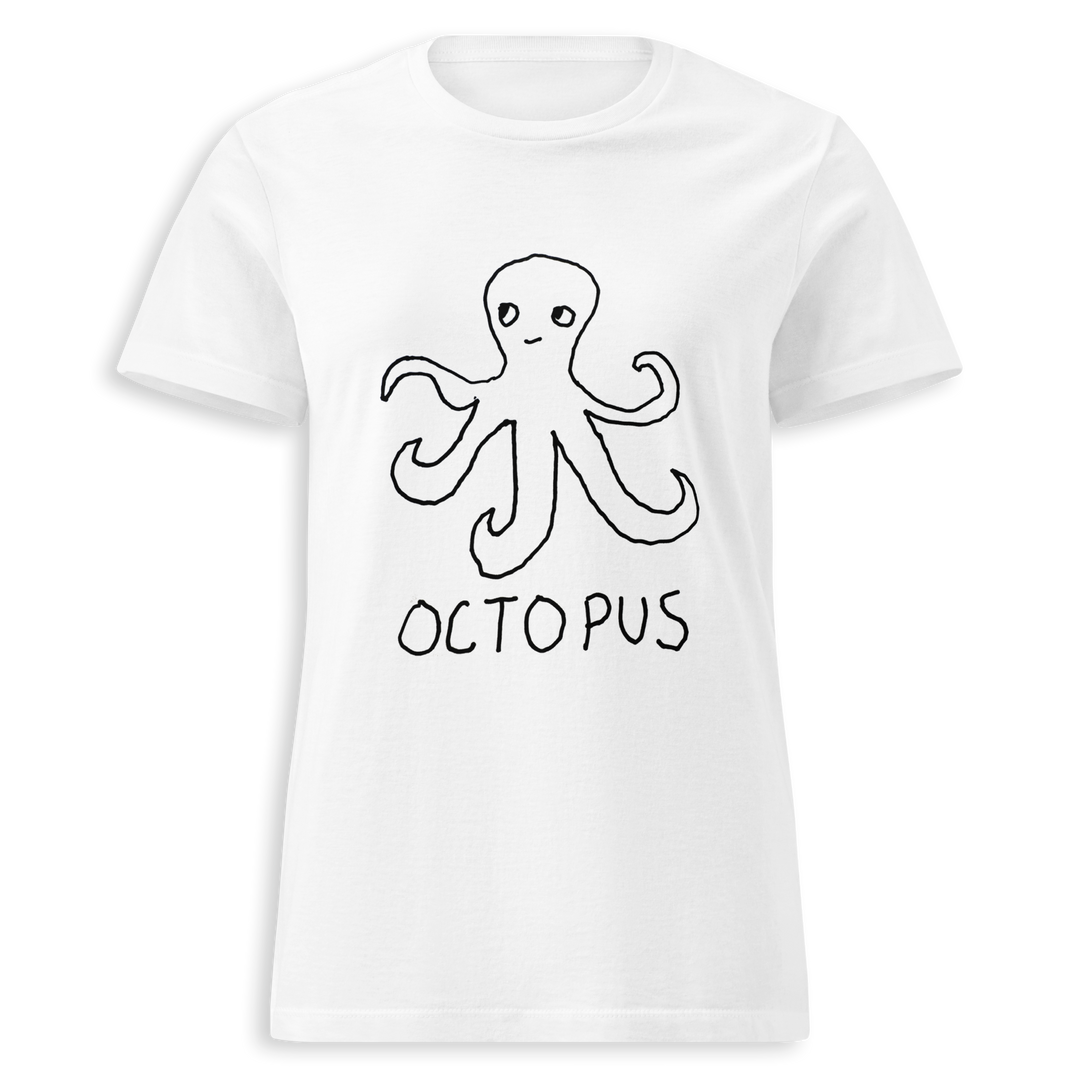 Octopus minimalist women's fitted tee – hand-drawn lofi graphic – LoFi Animal Shirts