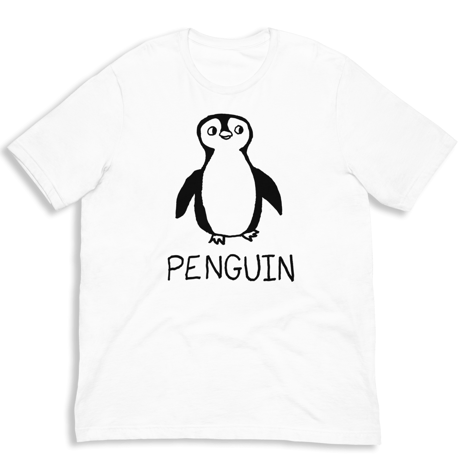 lo-fi Penguin Classic Tee — hand-drawn penguin graphic on a white t-shirt