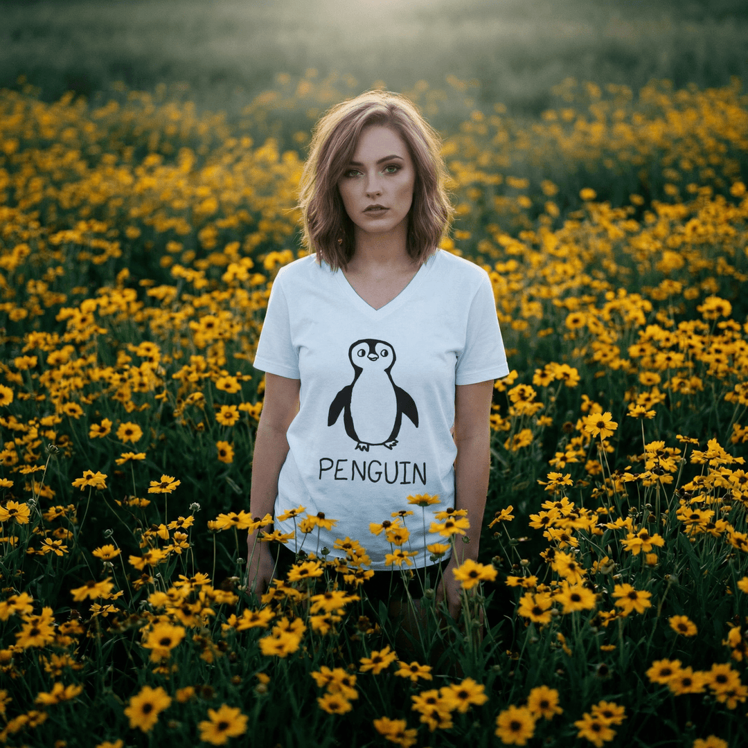 Penguin - V - Neck T-Shirt - LoFi Animal Shirts