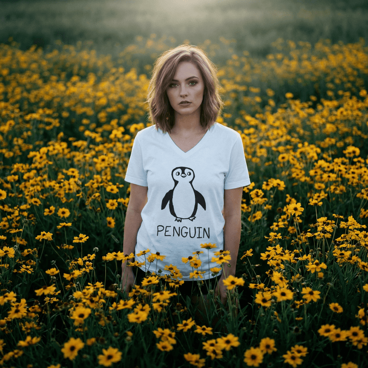 Penguin - V - Neck T-Shirt - LoFi Animal Shirts