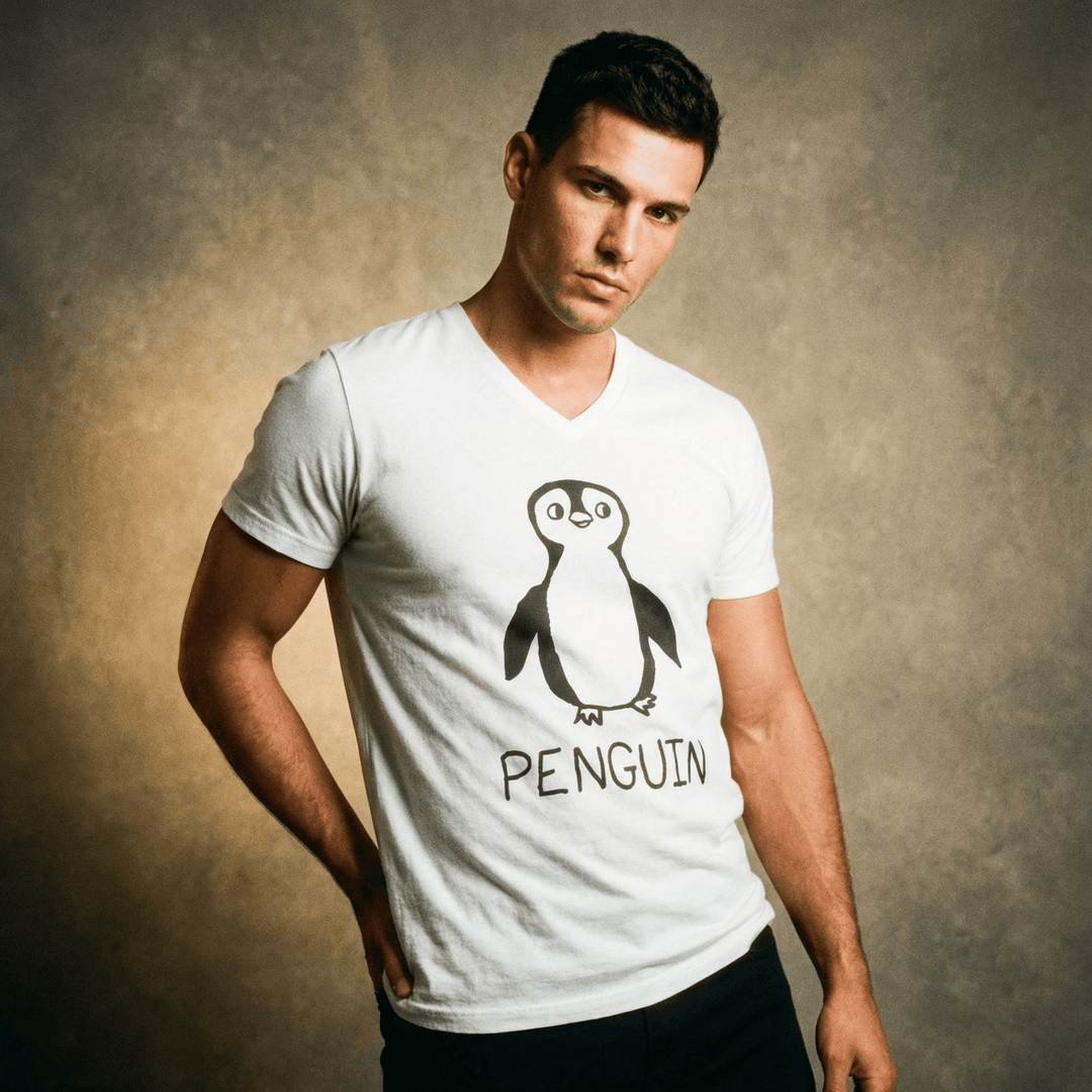 Penguin - V - Neck T-Shirt - LoFi Animal Shirts