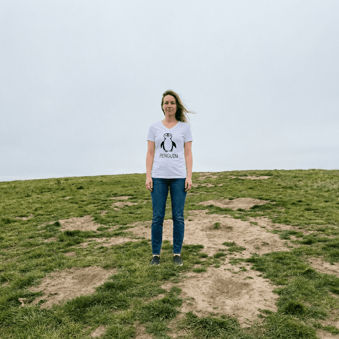 Penguin - V - Neck T-Shirt - LoFi Animal Shirts