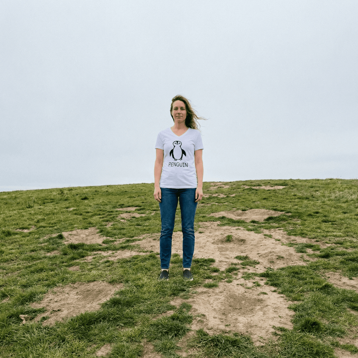 Penguin - V - Neck T-Shirt - LoFi Animal Shirts
