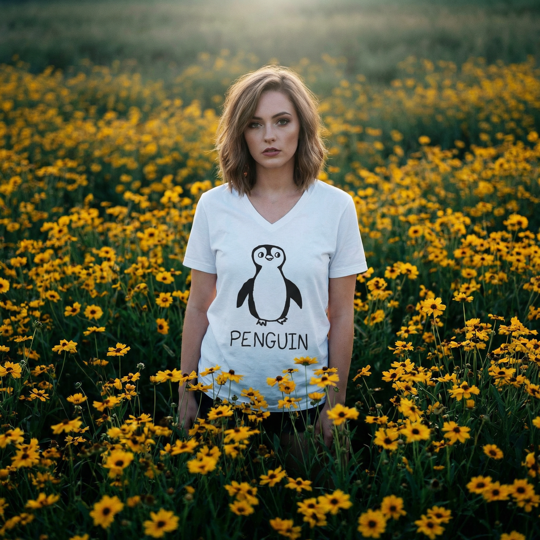 Penguin - Unisex V-neck Tee