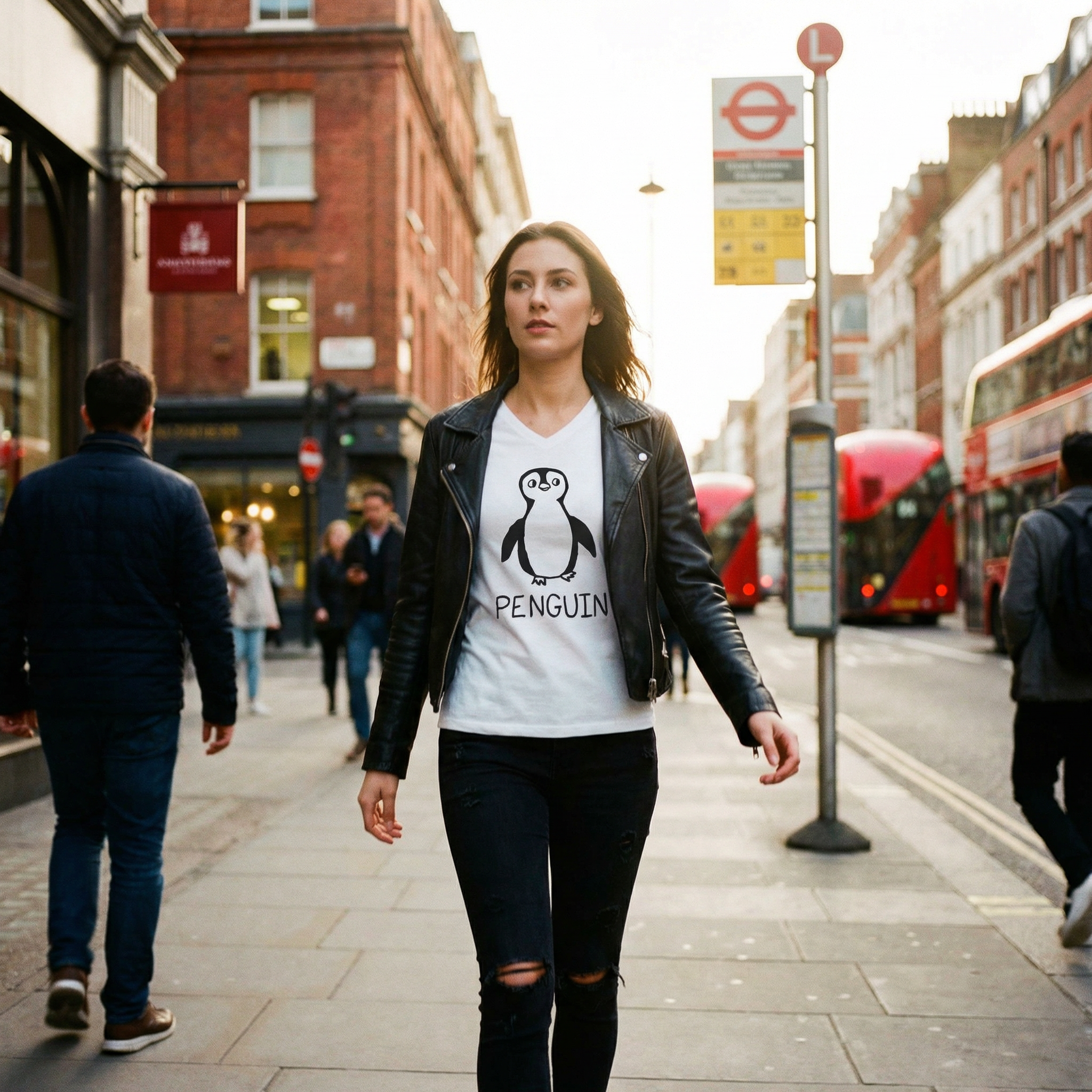 Penguin - Unisex V-neck Tee