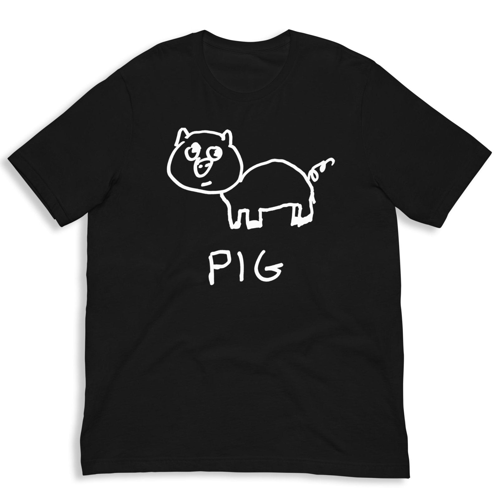 lo-fi Pig Classic Tee — hand-drawn pig graphic on a black t-shirt
