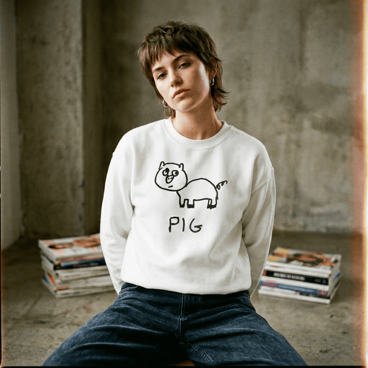 Pig - Crewneck Sweatshirt - LoFi Animal Shirts