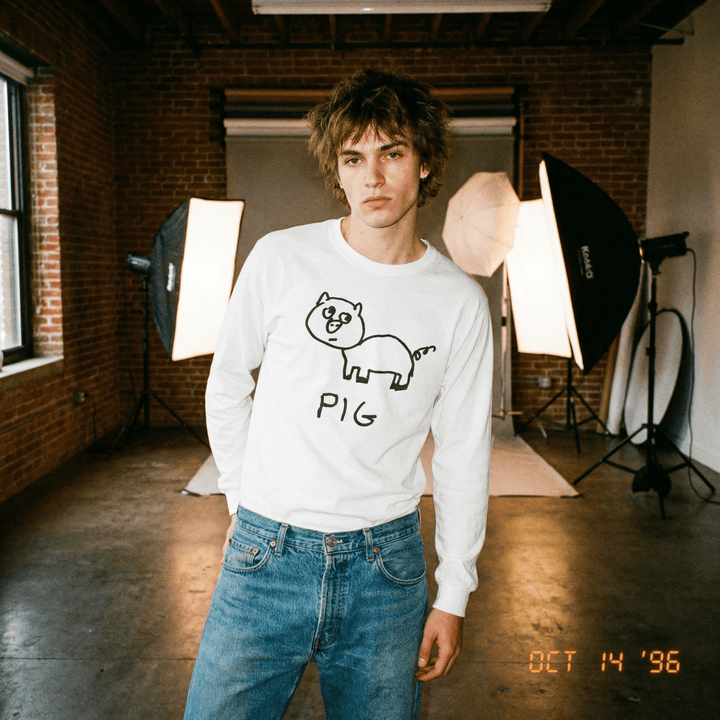 Pig - Long Sleeve Tee - LoFi Animal Shirts